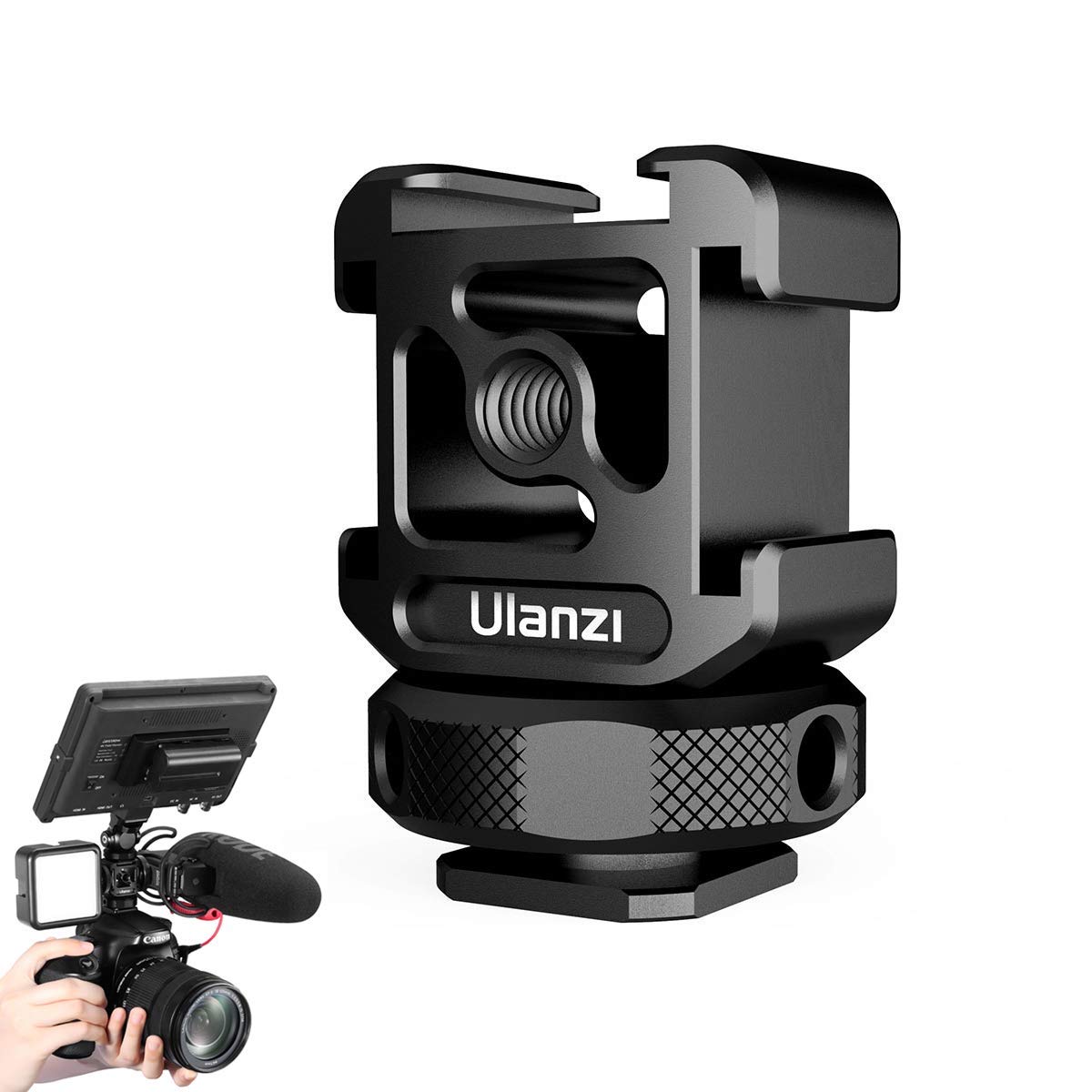 Ulanzi Pt 12 Triple Cold Shoe Mounts Plate Microphone Led Video Light Extension Bracket Microphone Stand Rig Bracket Compatible For Dji Osmo Mobile 3 2 Zhiyun Smooth 4/Feiyu Vimble 2 Gimbal Stabilizer