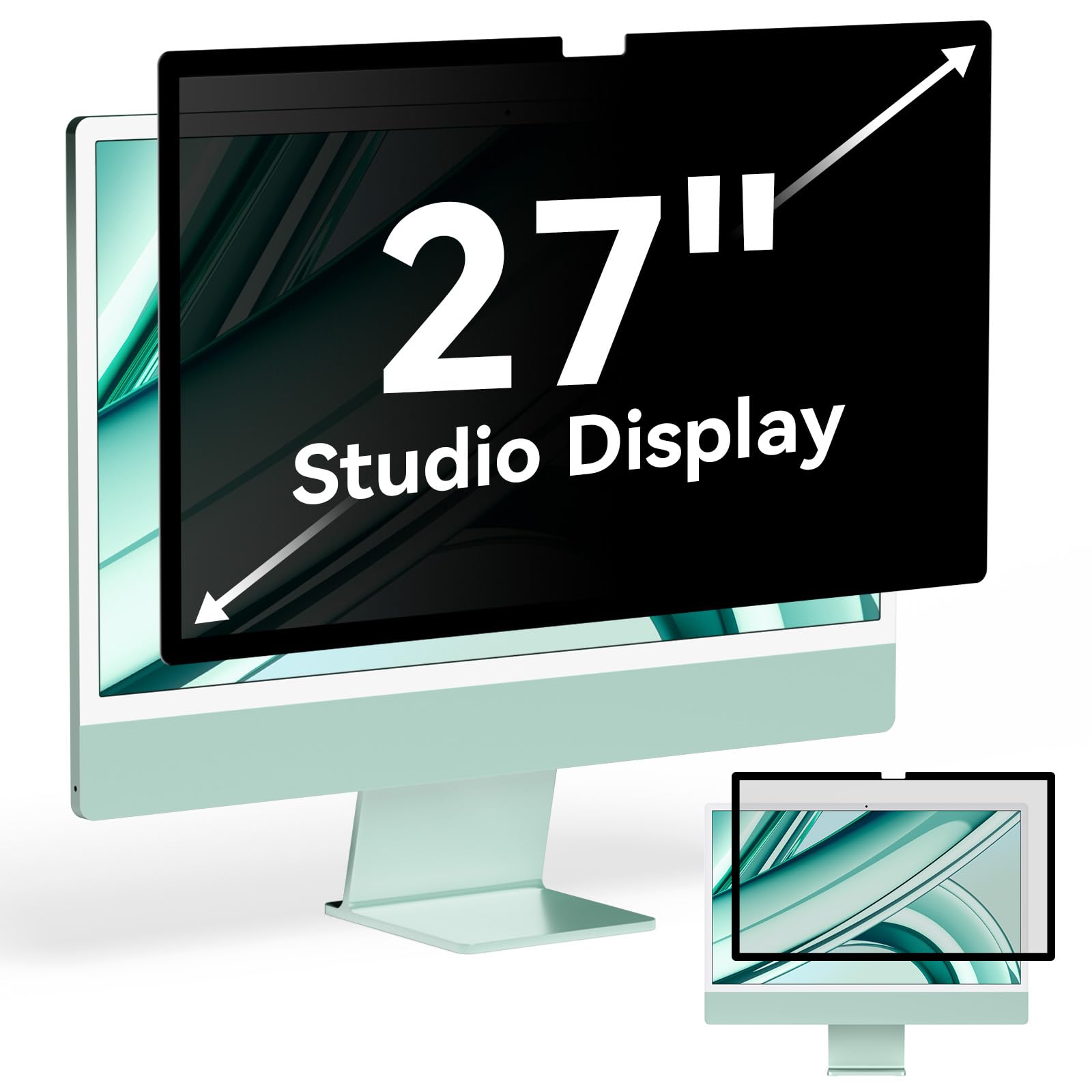 [2024 New] Fully Removable Privacy Screen For Imac 27 Inch Studio Display Desktop Computer Monitor, Anti Glare Blue Light Filter