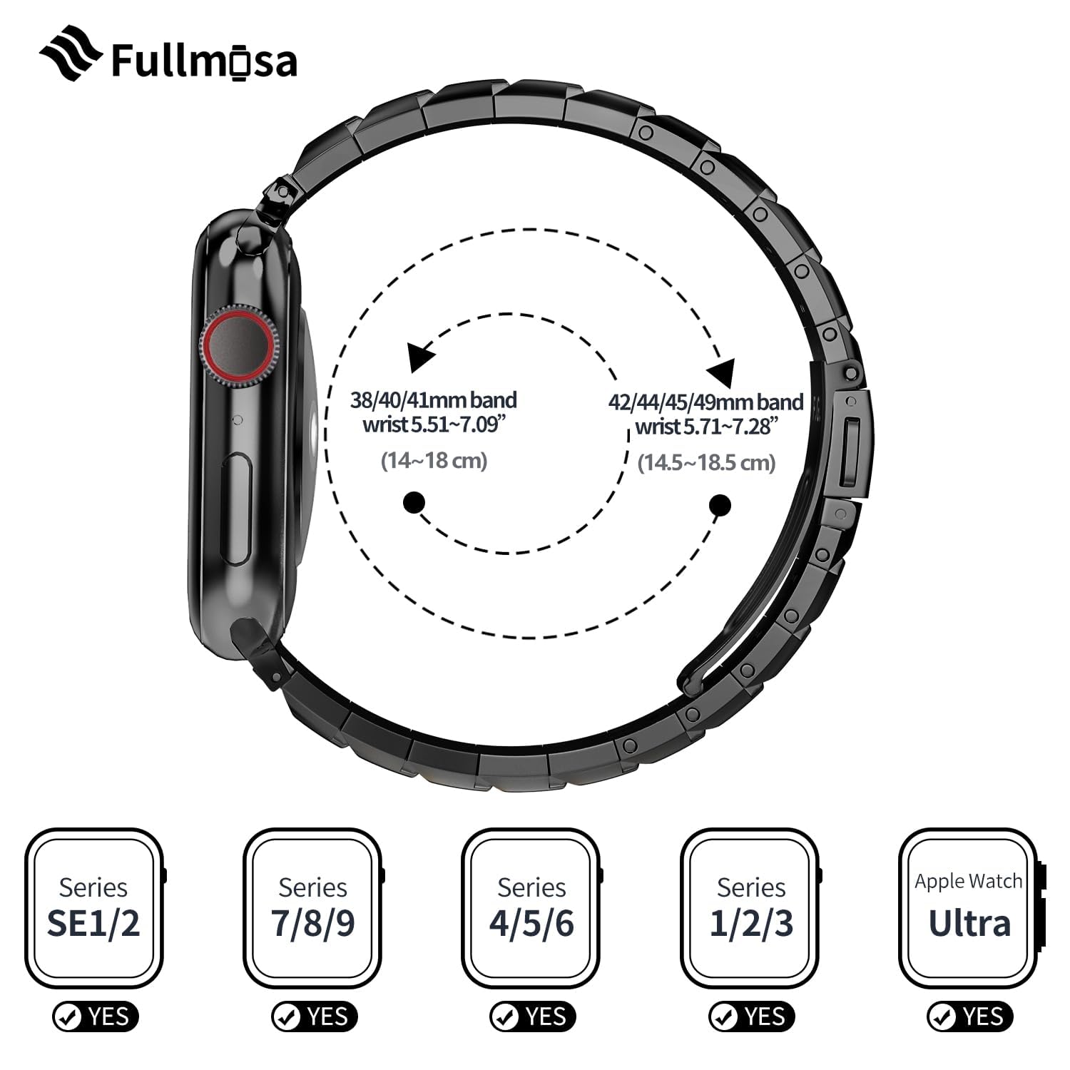 Fullmosa Slim Metal Band Compatible With Apple Watch Band 42Mm 41Mm 40Mm 38Mm,Dressy Stainless Steel Chain Strap For Women Iwatc