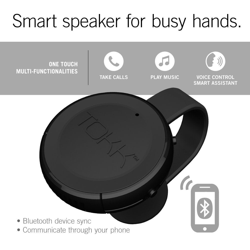 Tokk Smart Wearable Assistant Hands Free Bluetooth Speaker Phone, Black (Tok 00329)