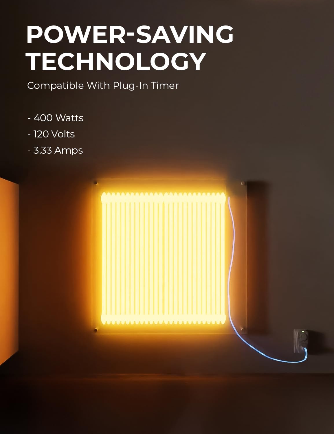 Econohome Wall Heater Panel With Thermostat   Electric Wall Mounted Heater For Indoor Use   400Watt Convection Heater   Perfect