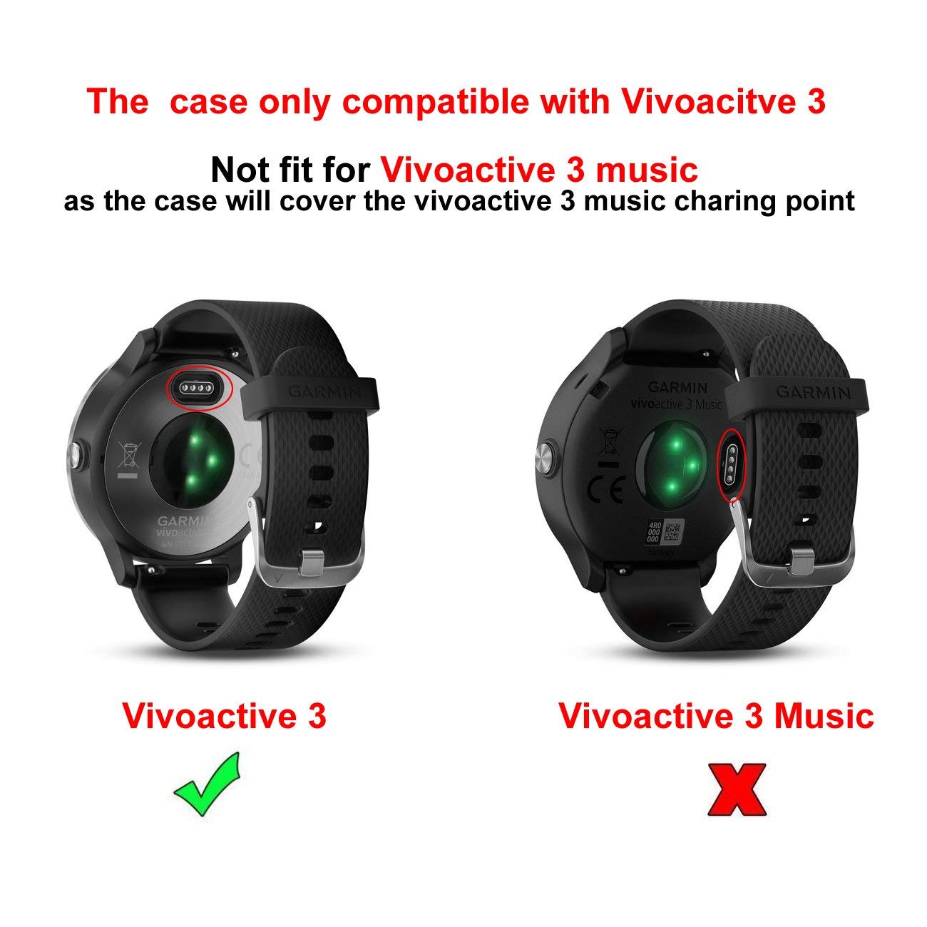 Runtech Compatible For Garmin Vivoactive 3 Watch Protective Case, Soft Silicone Case Cover Protector Sleeve For Vivoactive 3 Ban