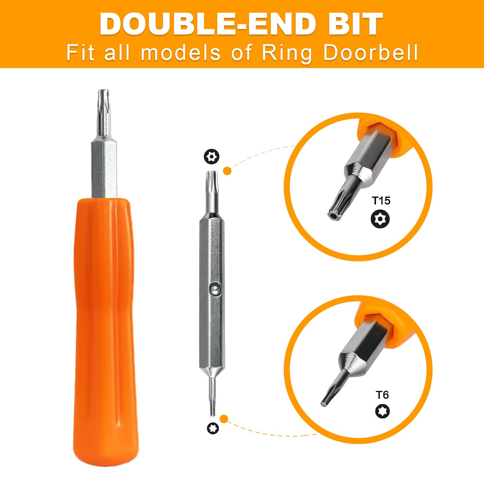 Doorbell Screwdriver Replacement, Doorbell Security Screws,T6 Screwdriver Fit Doorbell, 2Nd Generation, Doorbell 2 / Pro Doorbel