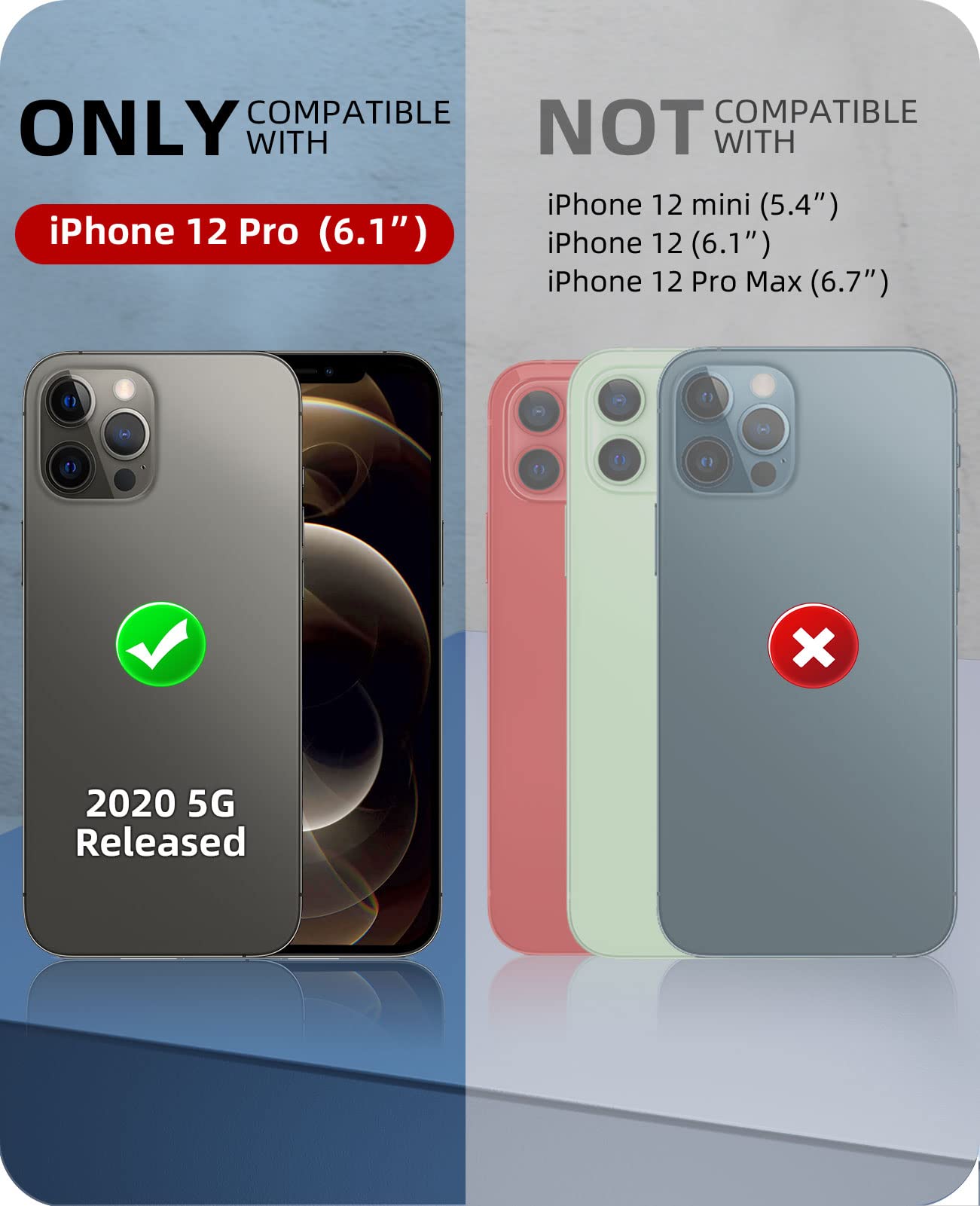 Wifort For Iphone 12 Pro Waterproof Case Built In Screen Protector Water Resistant Cover Protective Drop Protection Hard, Shockp