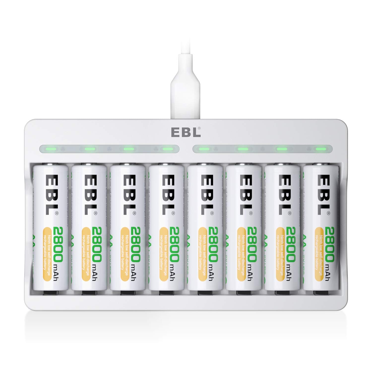 Ebl Rechargeable Aa Batteries Ni Mh 2800Mah 8 Pack And 8 Bay Aa Aaa Individual Rechargeable Battery Charger For Nimh Nicd With 5