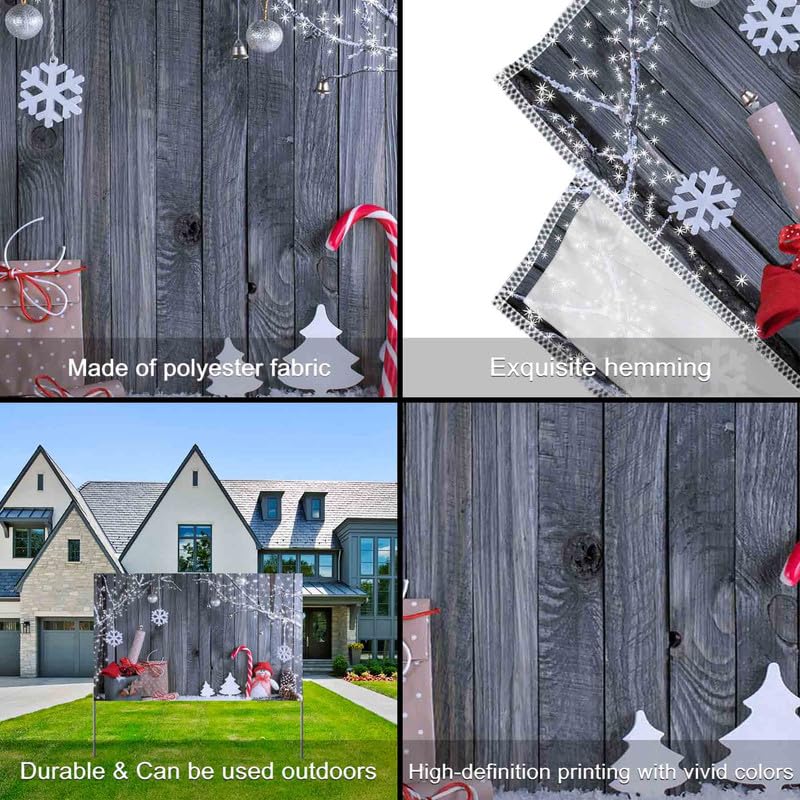 Zthmoe 10X8Ft Polyester Christmas Photography Backdrop Winter Snowman Santa Gift Wood Background Xmas Eve Holiday Party Decorati