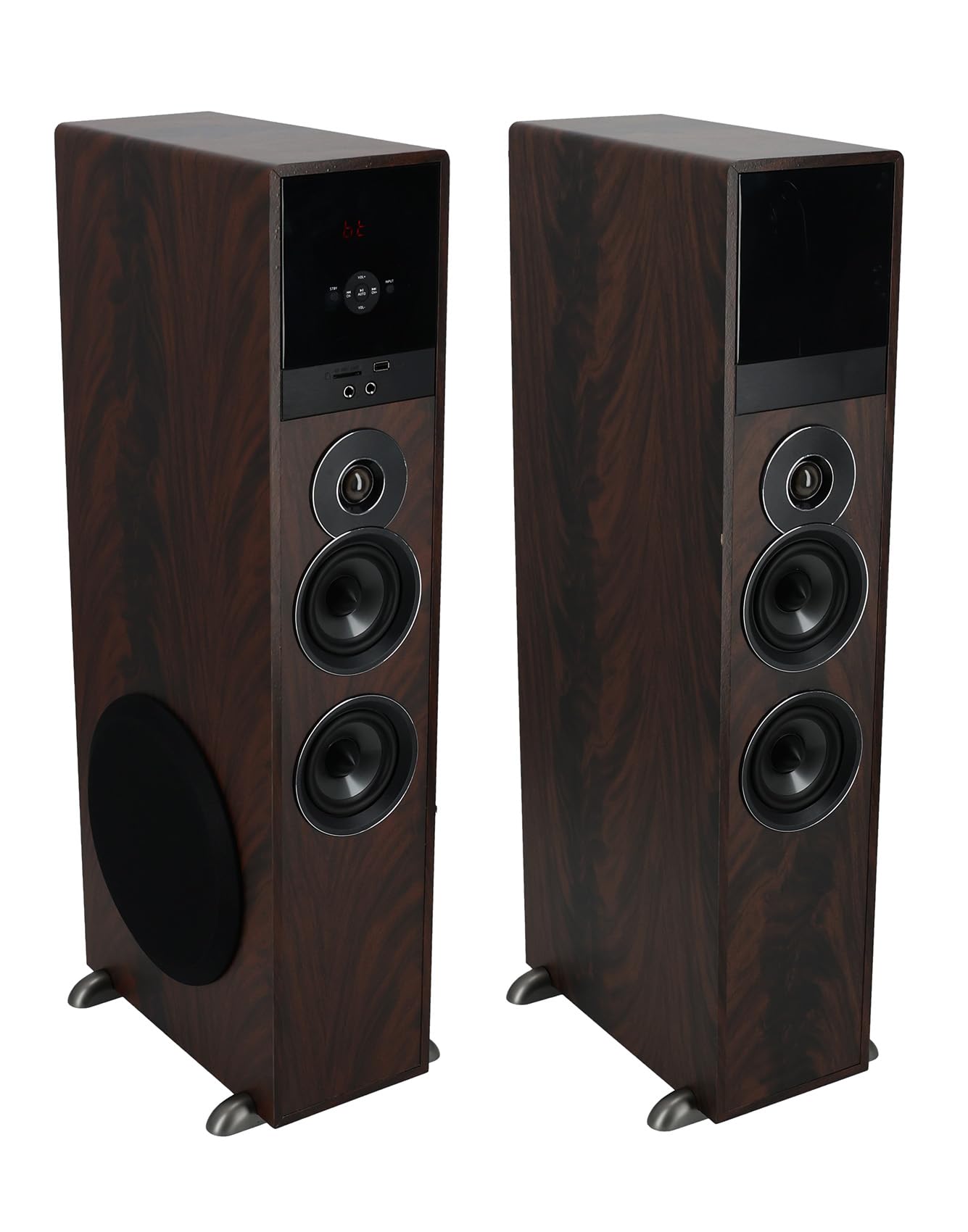Rockville TM80D Powered Home Theater Tower Speaker System, Dark Wood, 800W, 8 Subwoofers, Bluetooth, USB/SD Playback, FM Radio,