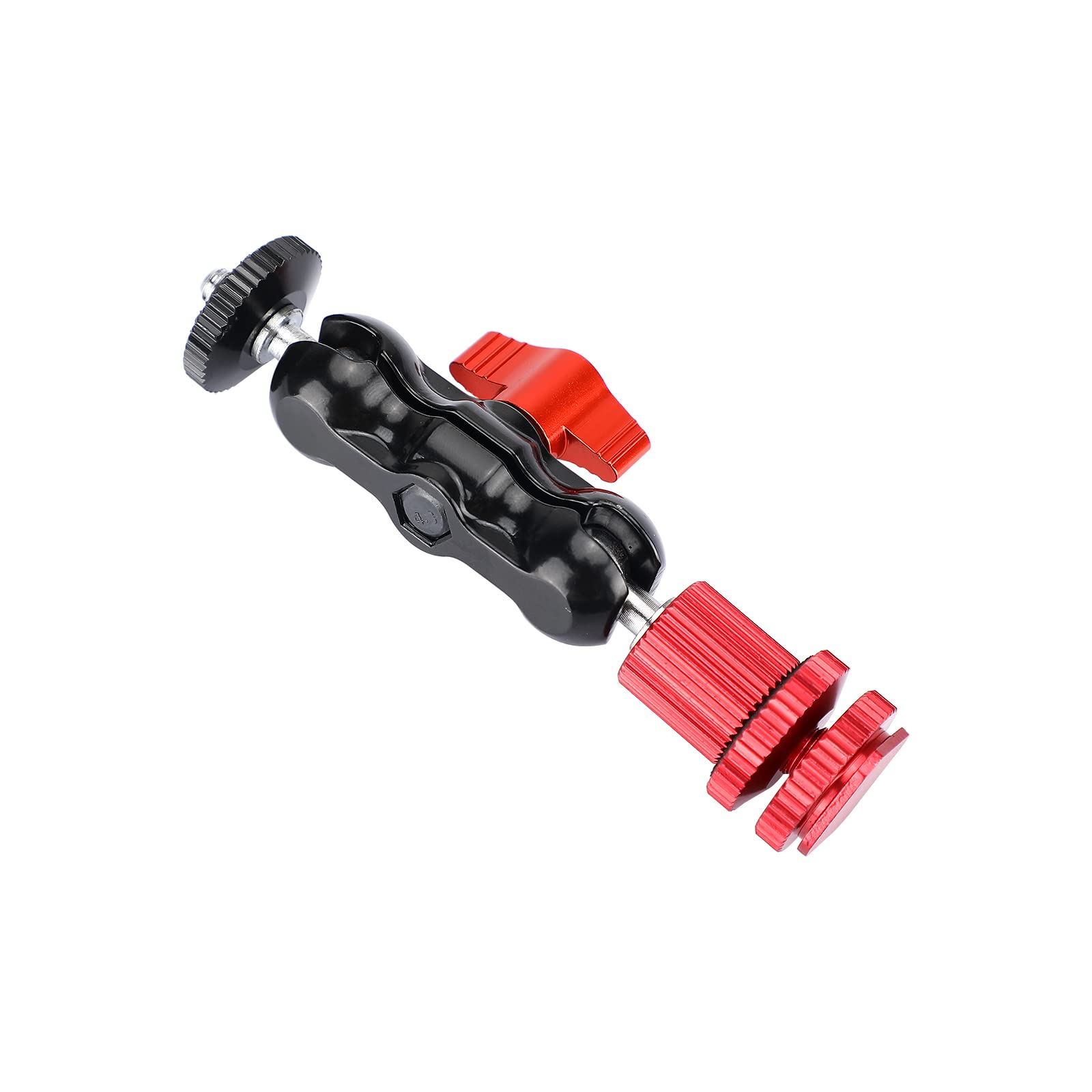 Szrig 360Swivel Ball Head Holder With 1/4'' 20 Screw Mount + Camera Hot Shoe Mount For Dslr Camera Monitor(Red)
