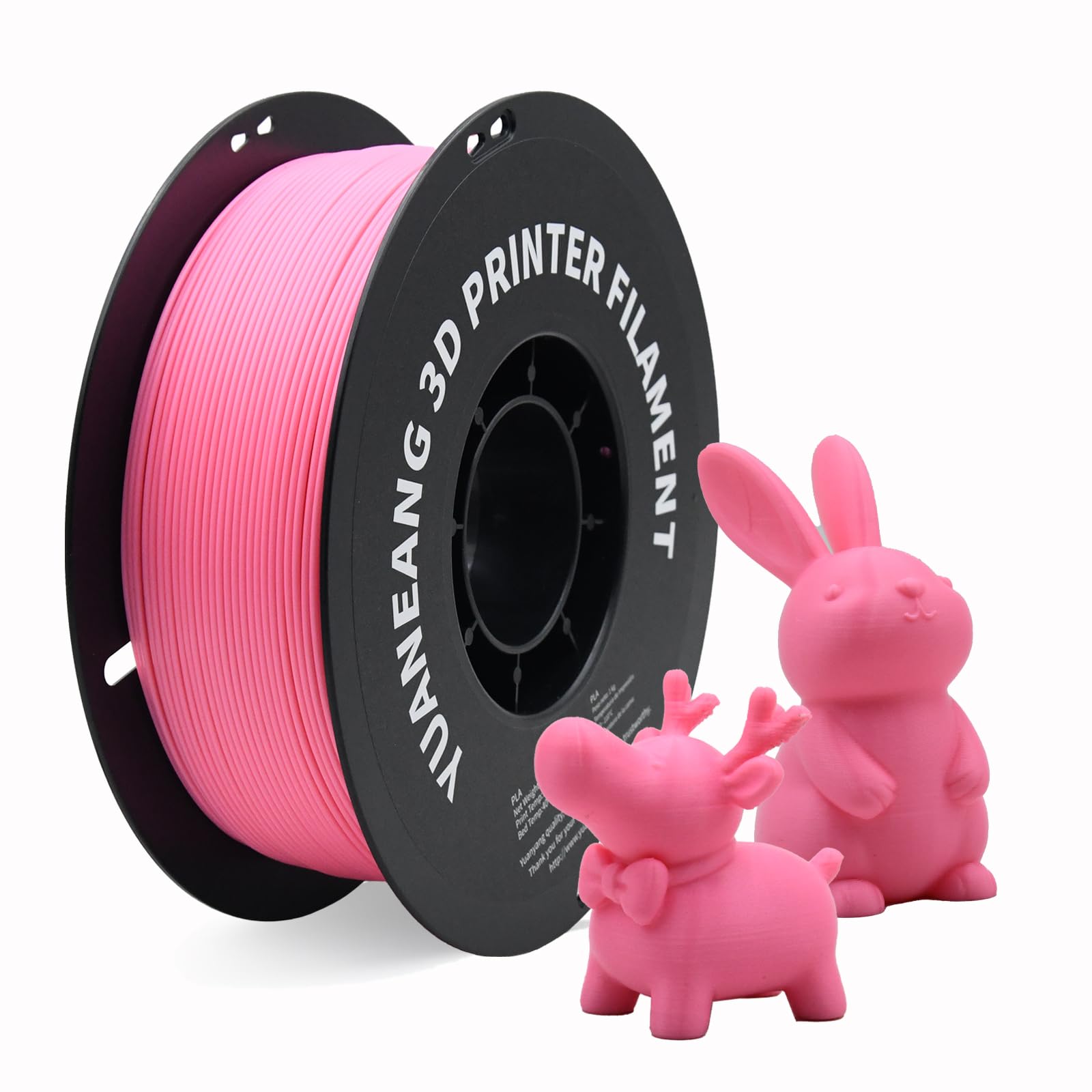YUANEANG Pink PLA 3D Printer Filament 1.75mm, 1kg Spool, 0.03mm Precision, Low-Warp & Easy Printing, Ideal for Models, Crafts, P