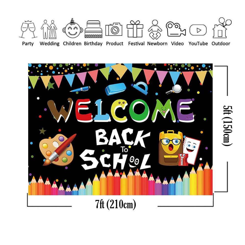 Maqtt 7X5Ft Welcome Back To Schol Photography Background Graduation Ceremony Of Children'S Kindergarten Prom Board Decoration Ba