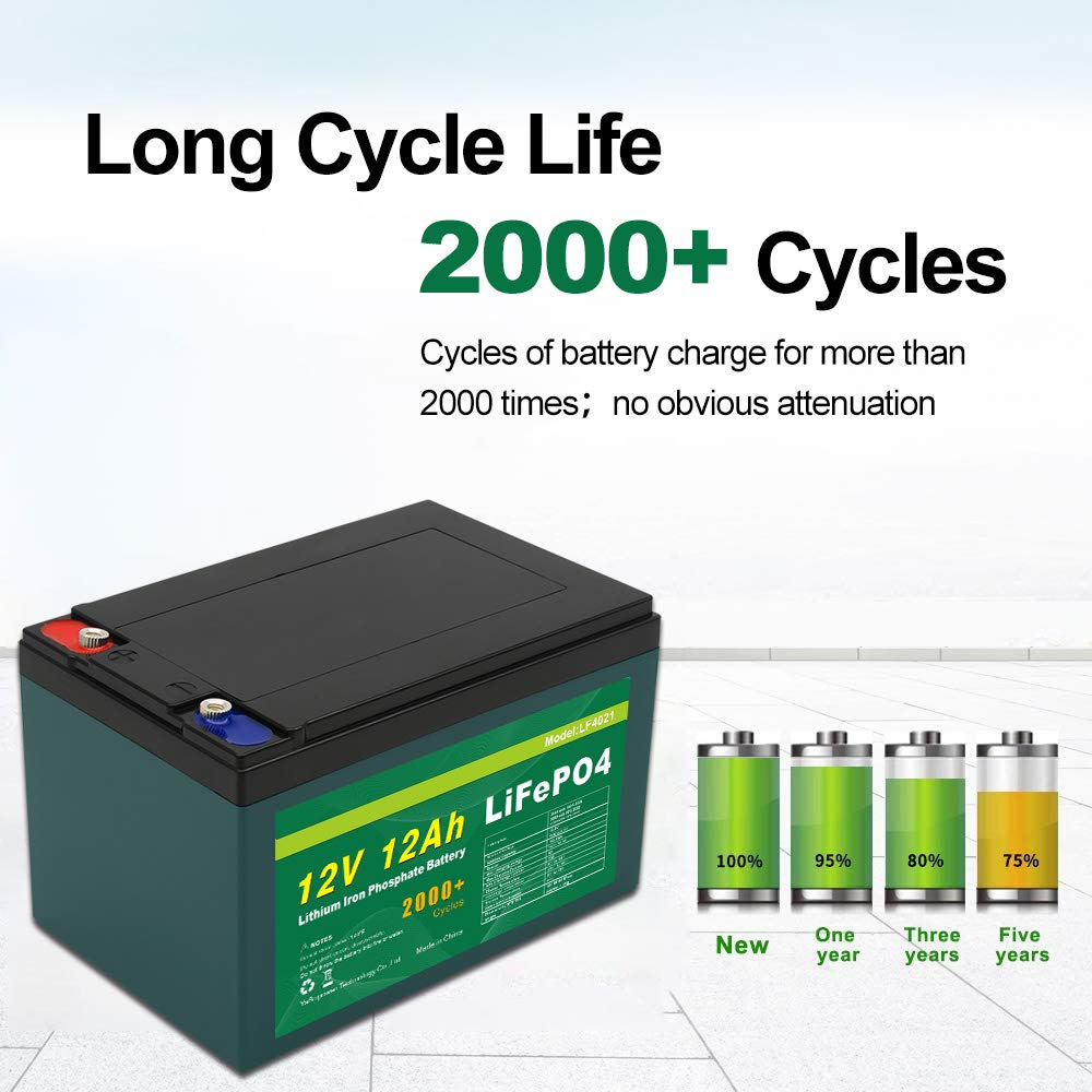 Talentcell 12V 12Ah LiFePO4 Battery Pack LF4021 - Deep Cycle Rechargeable Lithium Iron Phosphate, 153.6Wh