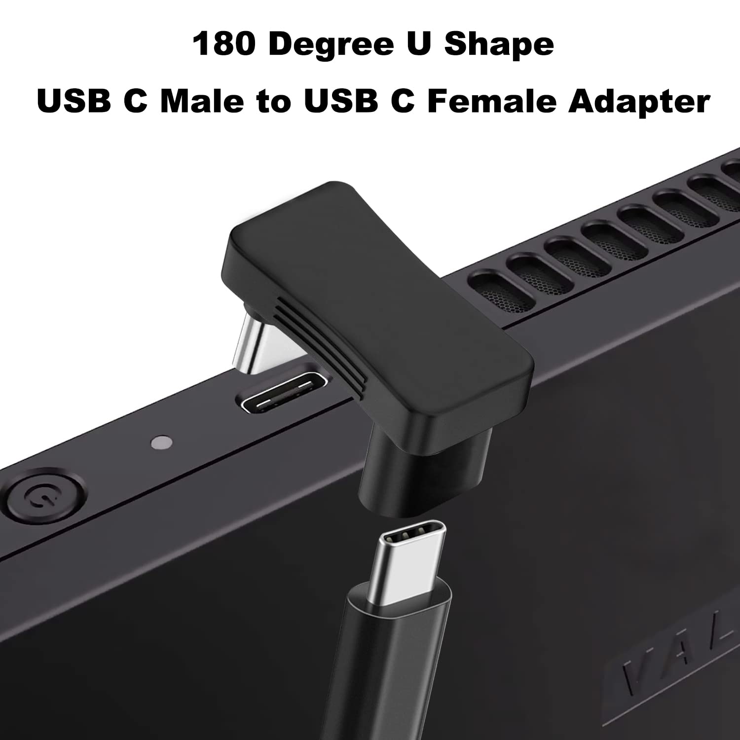 Areme 180 Degree Angle Usb C Adapter 2 Pack, 180� U Shape Male To Female 10Gbps Pd 100W Adapter Compatible With Steam Deck, Switch, Laptop, Tablet, Phone And More Type C Devices