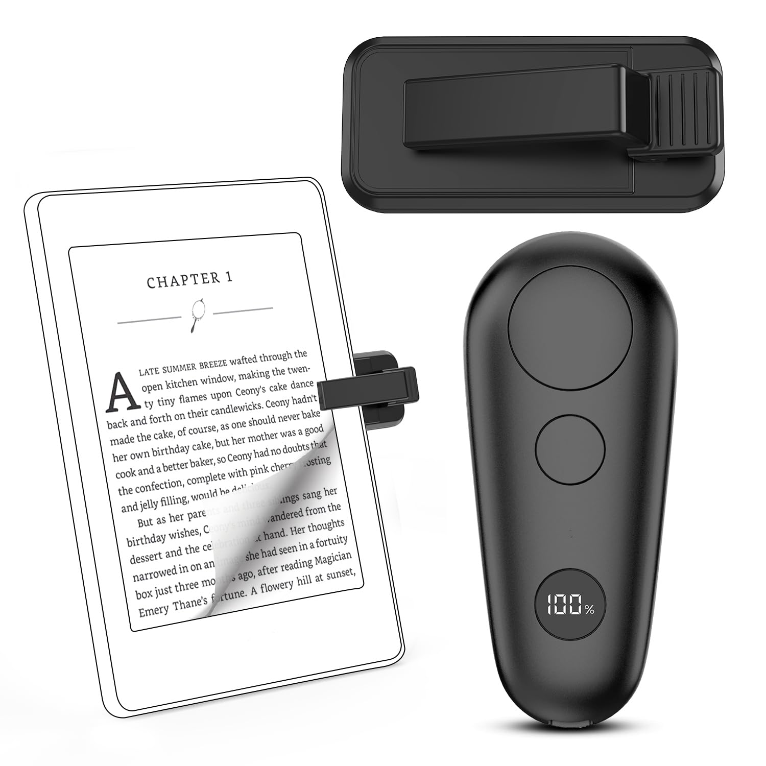 GEKVIVE Remote Control Page Turner for Kindle Paperwhite Oasis Scribe eReaders, Page Turner Clicker for iPad Tablets Reading Nov