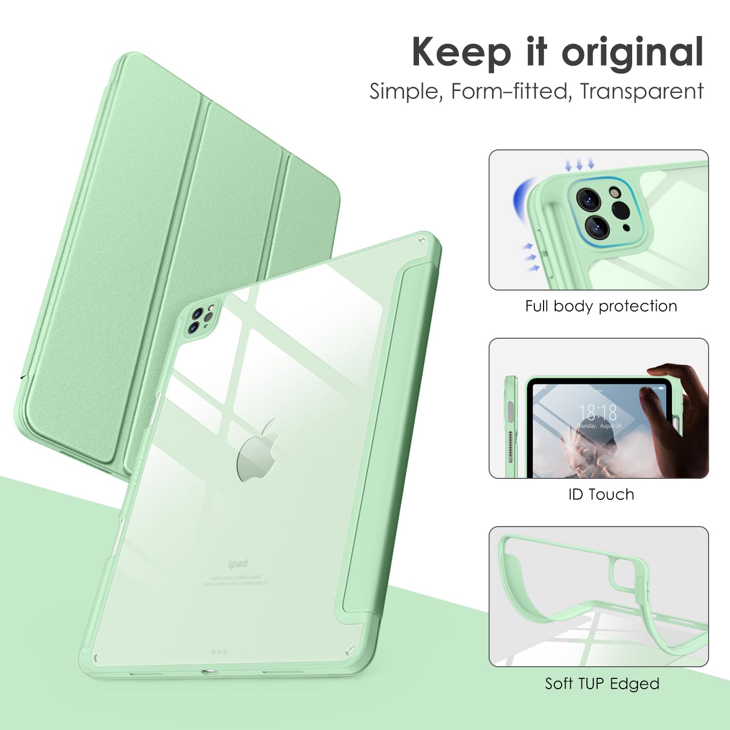 Dttocase For Ipad Pro 11 Inch 4Th/3Rd/2Nd/1St Generation Case, Ipad Air 11 Inch / 5Th / 4Th Generation Case With Clear Back,Penc