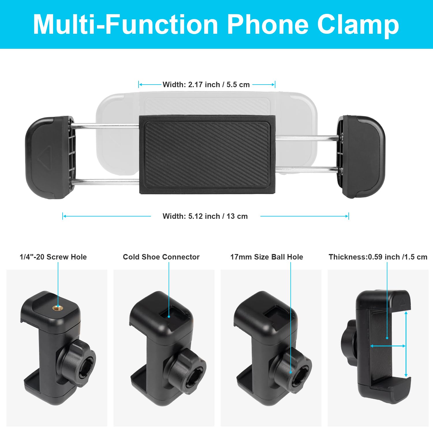 Mippko Wall Mount Phone Holder,31.5'' / 80 Cm Long Gooseneck Arm Metal Base Aluminum Alloy Ball Head Phone Clip Mount,Compatible