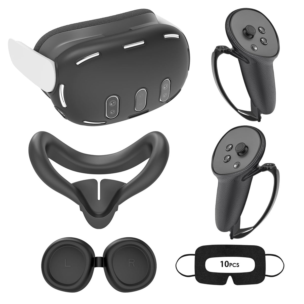 Relohas Deluxe 5 In 1 Silicone Accessories For Meta Quest 3, Vr Protective Case Set For Oculus Quest 3, Controller Grip Cover, V