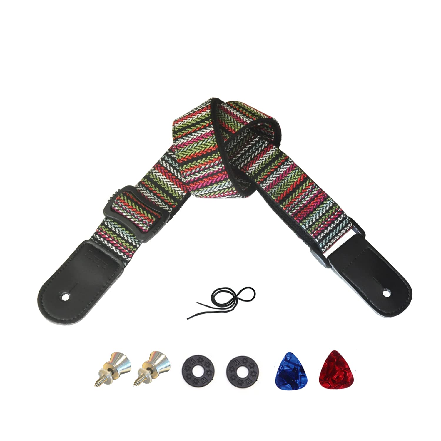Farcaya Ukulele Strap For Soprano Concert Tenor Baritone Uke Mandolin Banjo Cotton Soft Country Style With Picks Locks Buttons E