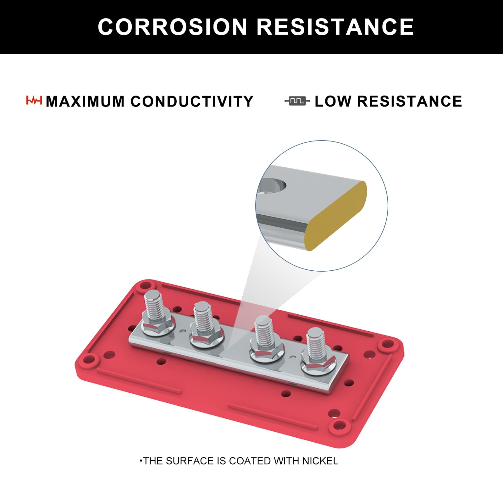 Uckasayfy Heavy Duty Bus Bar 300A 12V Power Distribution Block With 5/16'' (M8) 4 Posts Terminals Block With Cover For Automotiv