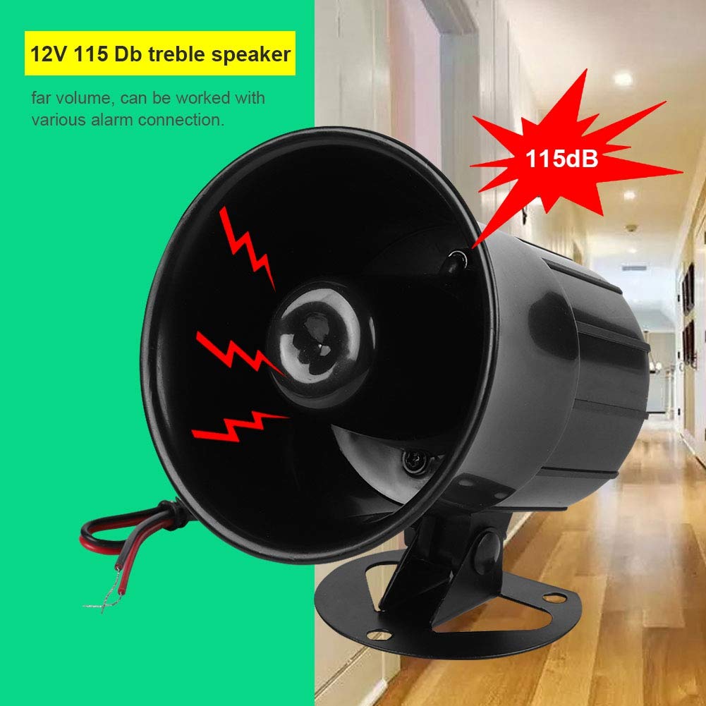 Horn Alarm Siren, 12V 115Db Wired 1 Tone Standalone Burglar Alarm Speaker System Indoor/Outdoor Siren For Home Office Shop Secur
