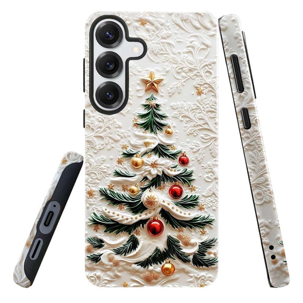 DAIZAG Case for Samsung Galaxy S25 Plus,Military-Grade Protection Cover,Christmas Tree Snowflake Pattern(Glossy)