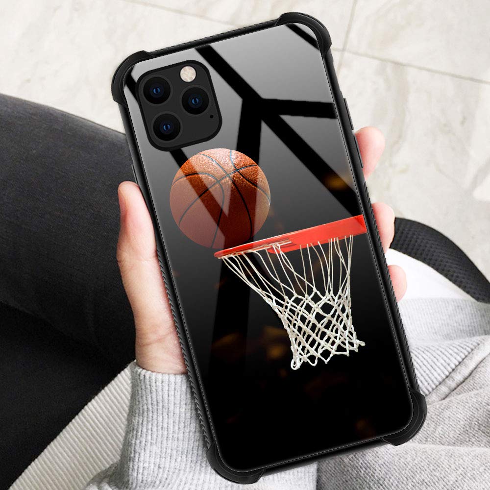 ZHEGAILIAN iPhone 13 Pro Max Phone Case Basketball Design Anti-Scratch Organic Glass TPU