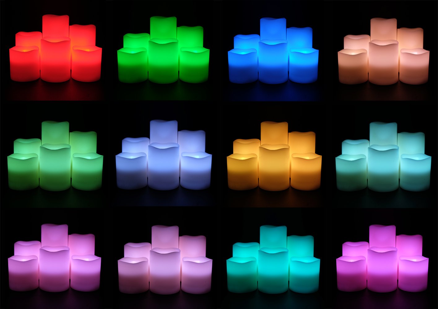 Dromance Flameless Flickering Candles Color Changing With 18 Key Remote Timer, Battery Operated Real Wax Set Of 6 Led Pillar Can