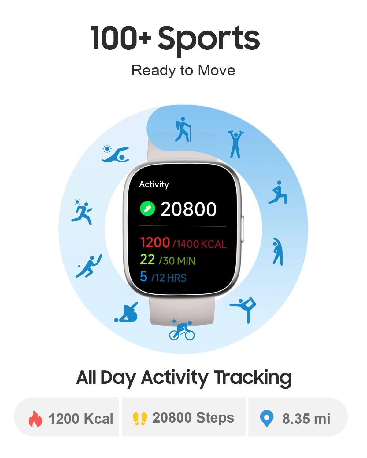 Toobur Smart Watch For Women, 1.83'' Fitness Tracker Watch With Heart Rate/Step Tracker/Pedometer/Sleep, Ip68 Waterproof Smartwa