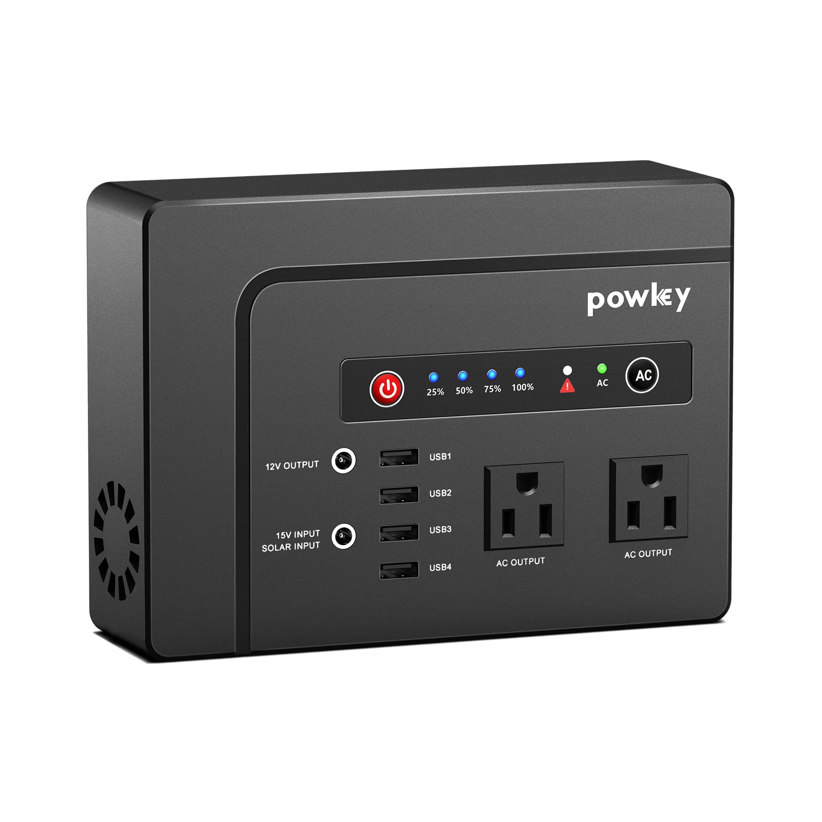 Powkey Portable Power Station 200W, 146Wh Portable Solar Generator Battery Pack With 2 Pure Sine Wave Ac Outlets/4 Usb A/1 Dc Po