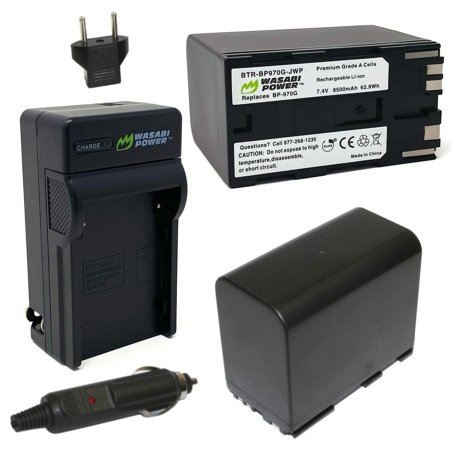Wasabi Power Battery (2 Pack) Charger For Canon Bp 970G, Bp 975 & Canon Eos C100 Mark Ii, Eos C300 Pl, Eos C500 Pl, Gl2, Xf200,