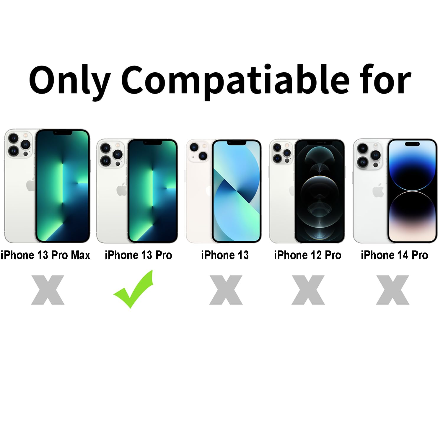 Tenoc Phone Case Compatible With Iphone 13 Pro, Clear Case Non Yellowing Protective Bumper Hard Back Cover For 6.1 Inch