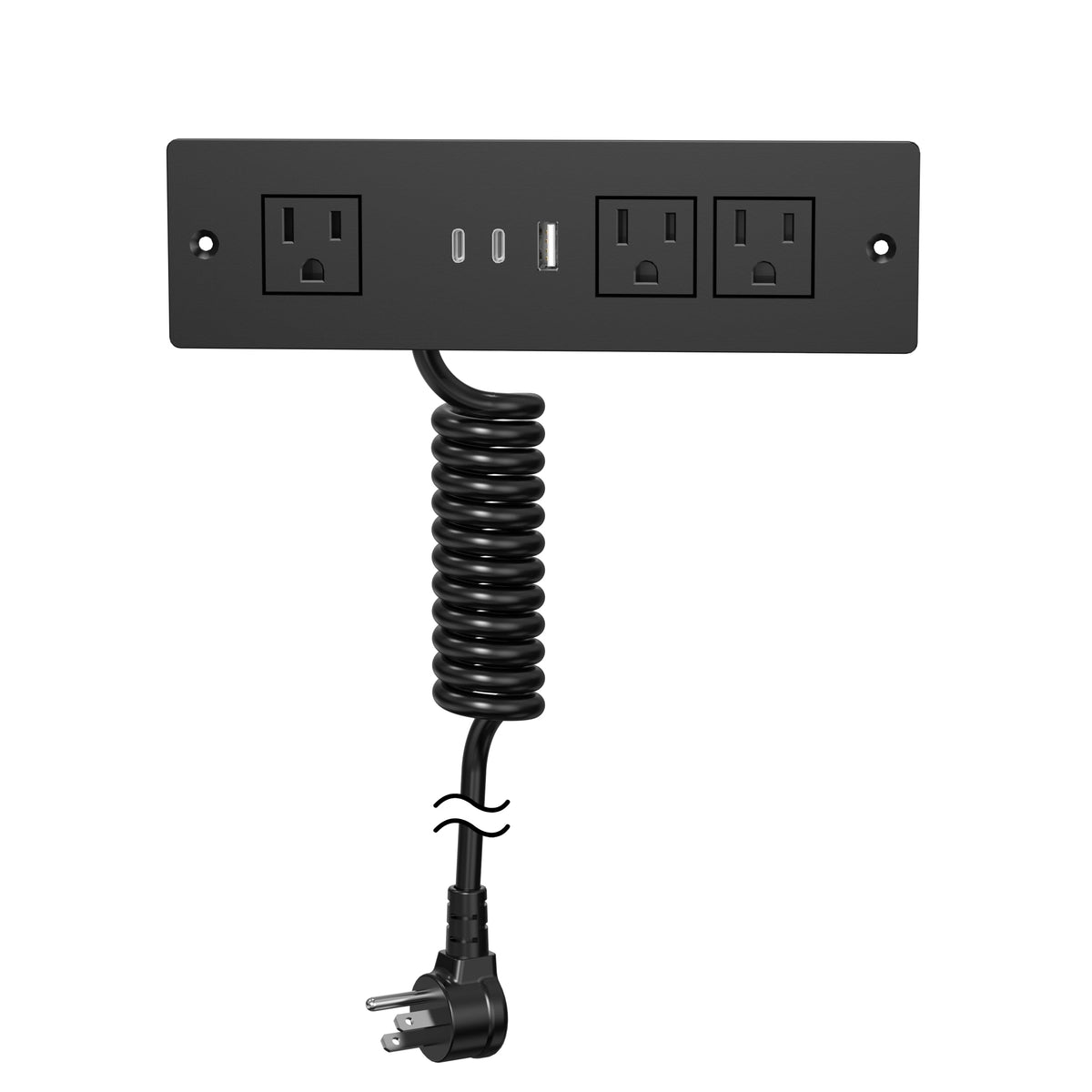 Furniture Drawer Outlet, Recessed Power Strip With (3) Pd 20W Usb Ports Fast Charging & (3) 15 Amp Ac Outlets, (14 Awg) 5 Ft Spr