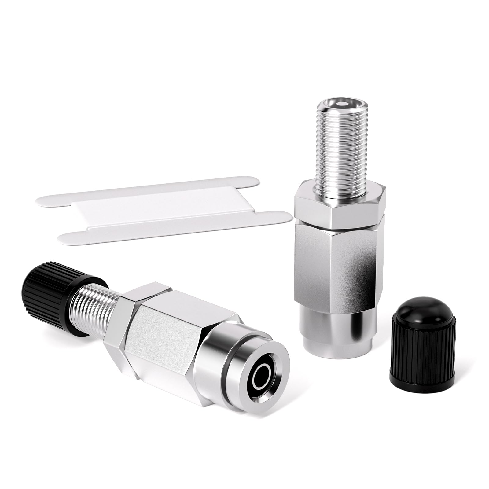 Gasher 2Pcs 1/4''Od Nickel Plated Brass Air Inflation Schrader Valve With Push Connection, 1/4'' Od Air Line Tubing, Air Line An