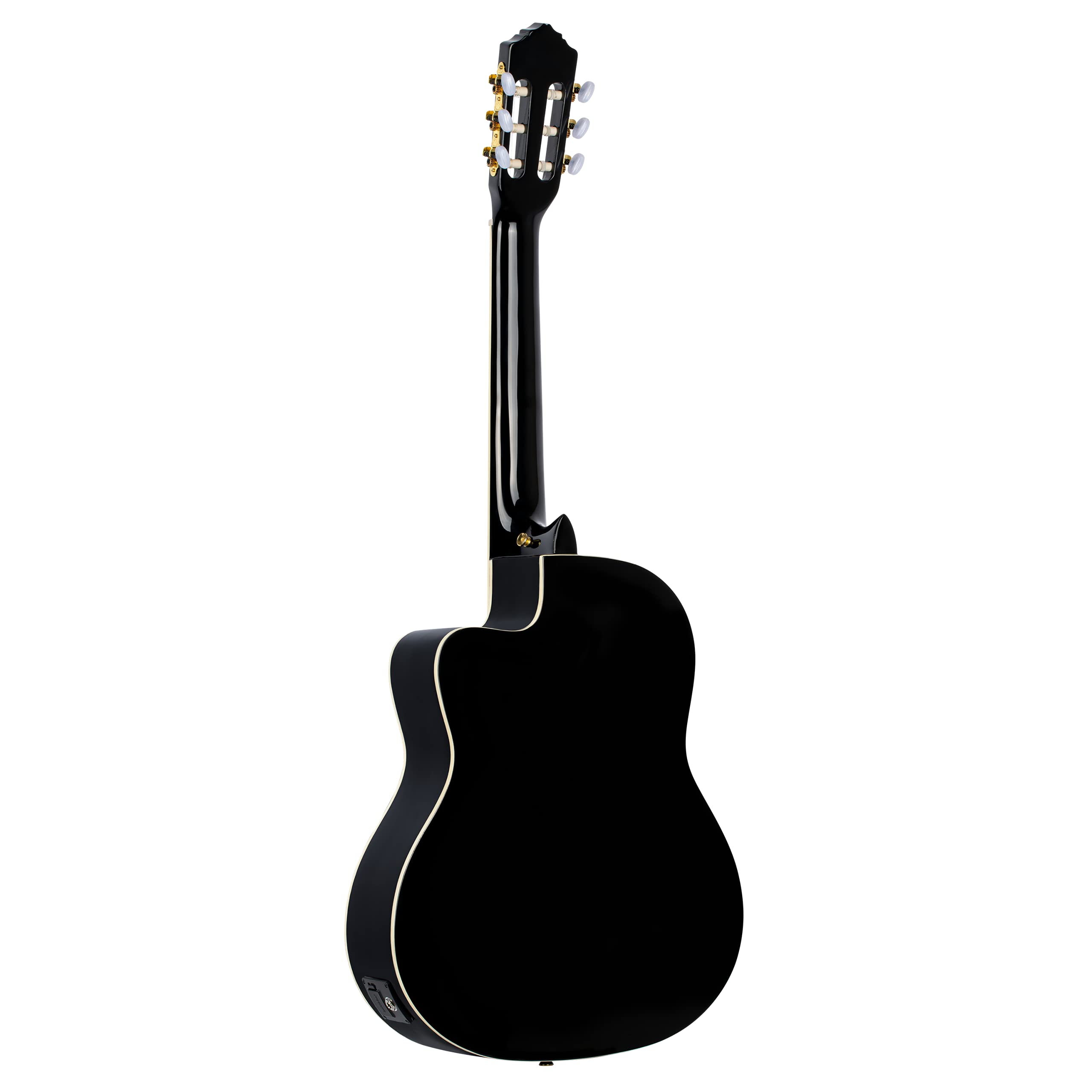 Ortega Guitars 6 String Family Series Pro Solid Top Acoustic-Electric Nylon Classical Guitar W/Bag, Right (Rce141Bk)