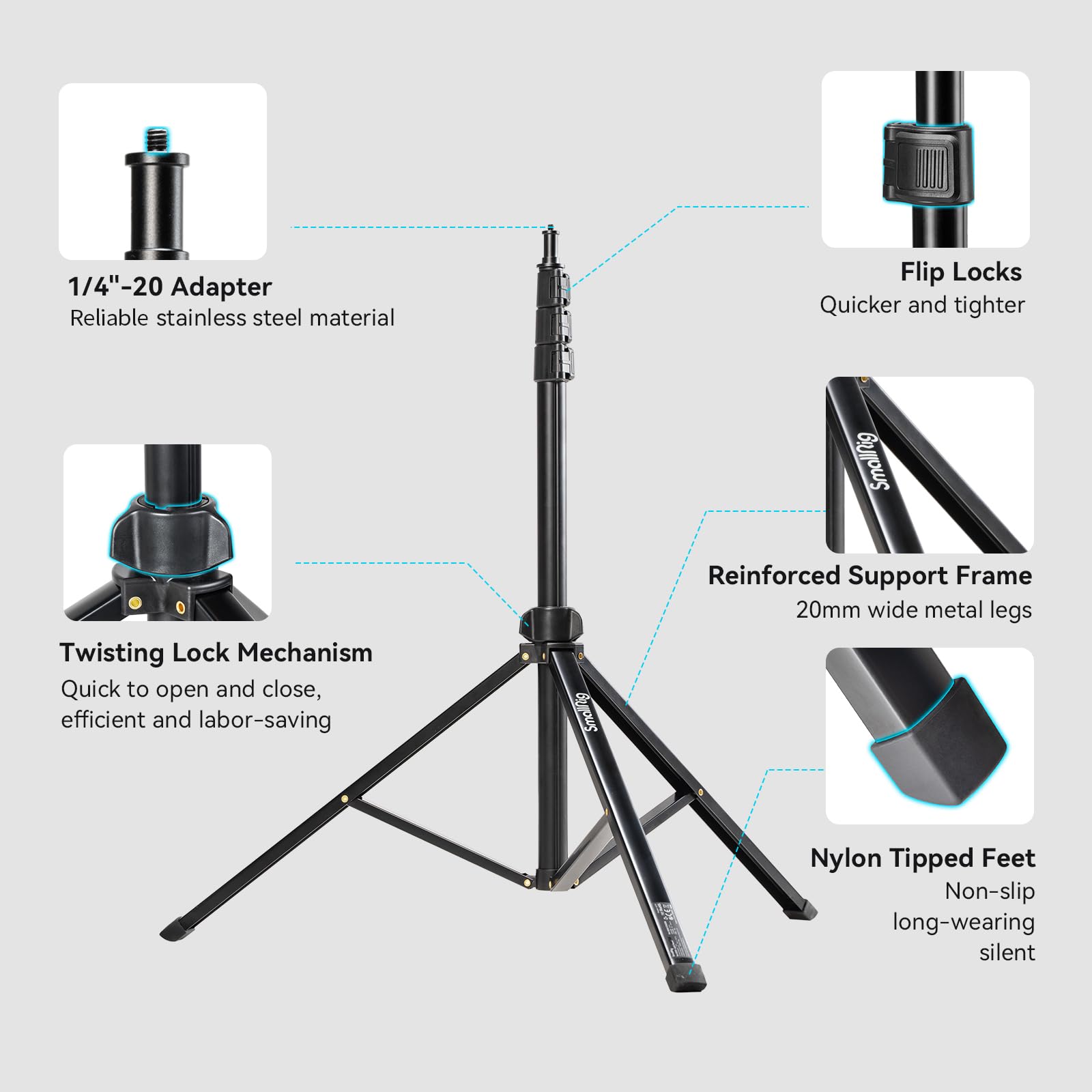 Smallrig Ra S200 Light Stand For Photography 78.7''/6.6Ft/200Cm, Lightweight Light Stand For Reflectors, Softboxes, Studio Light
