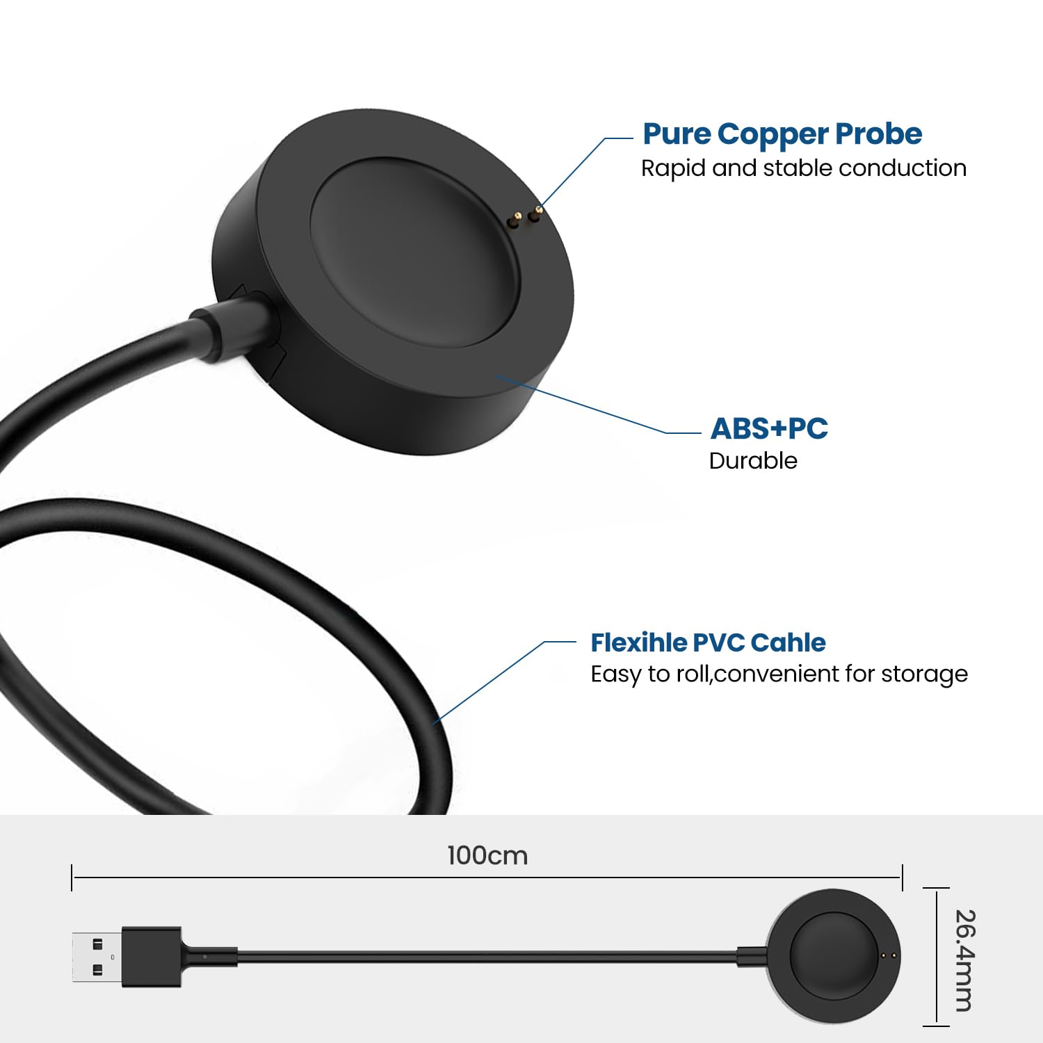 Compatible With Citizen Cz Smart Watch Charger, 3.3Ft Rapid Charging Cable Magnetic Charger Dock For Citizen Cz Smartwatch (Blac