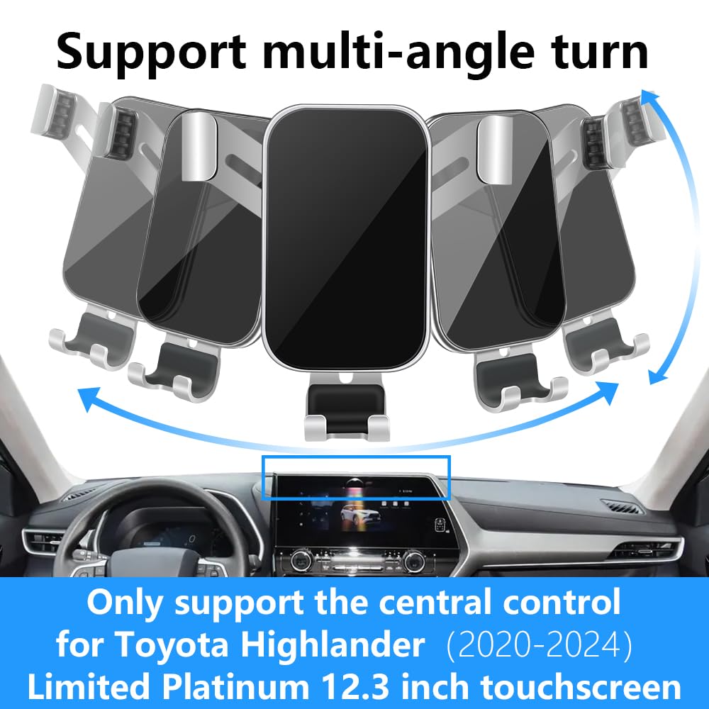 Lunqin Car Phone Holder For Toyota Highlander 2020 2021 2022 2023 2024 2025 Limited Platinum Auto Interior Accessories Cell Phon
