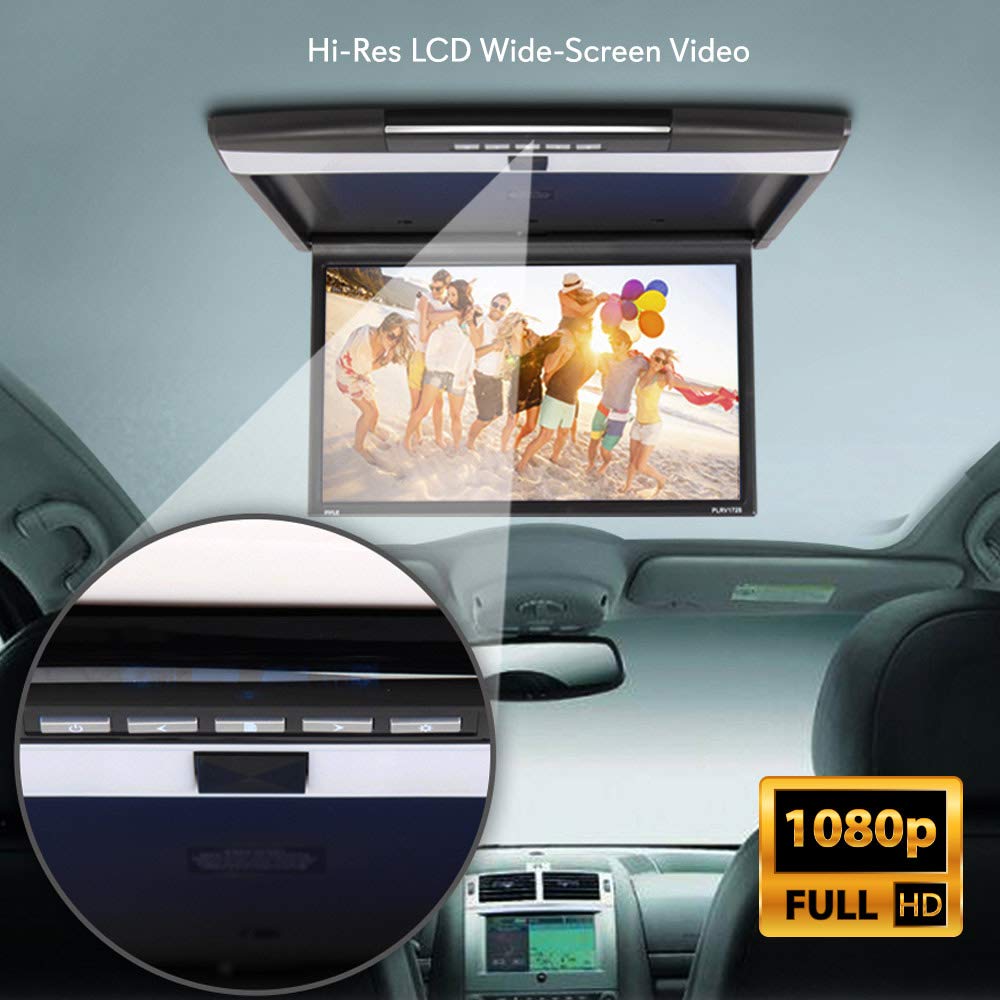 Pyle Car Overhead Monitor Screen Display 17.3 Inch. Lcd Vehicle Flip D ...