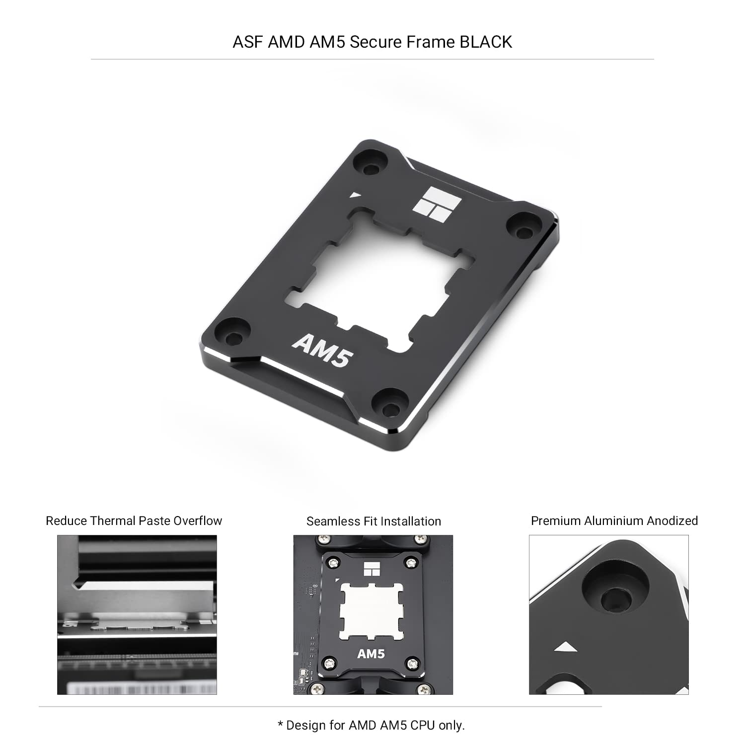 Thermalright Asf Black Am5 Cpu Holder, Corrective Anti Bending Fixing Frame, Am5 Full Fit Fixed Non Marking Mounter, Am5 Anti Be