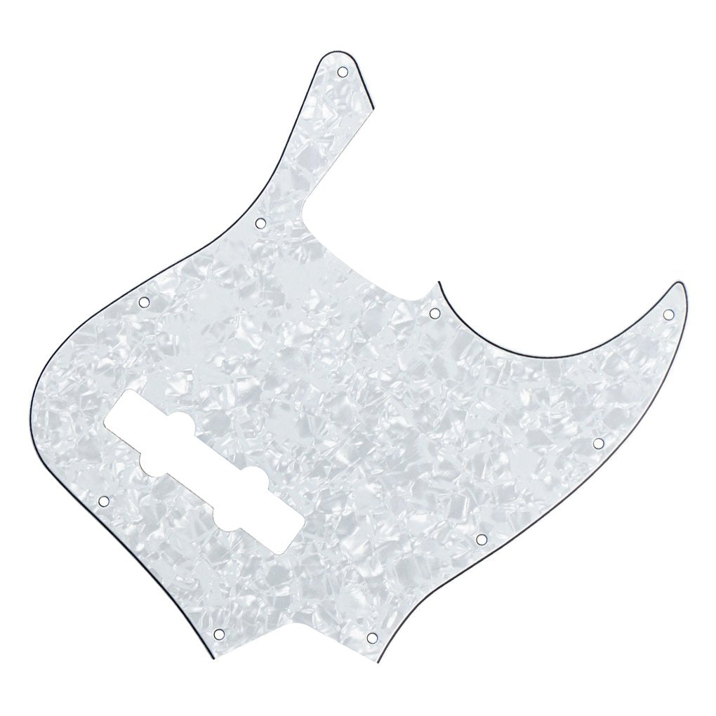 Fleor 10 Hole J Bass Pickguard Scratch Plate Pick Guards For 4 Strings American/Mexican Standard J Bass Part, 4Ply White Pearl