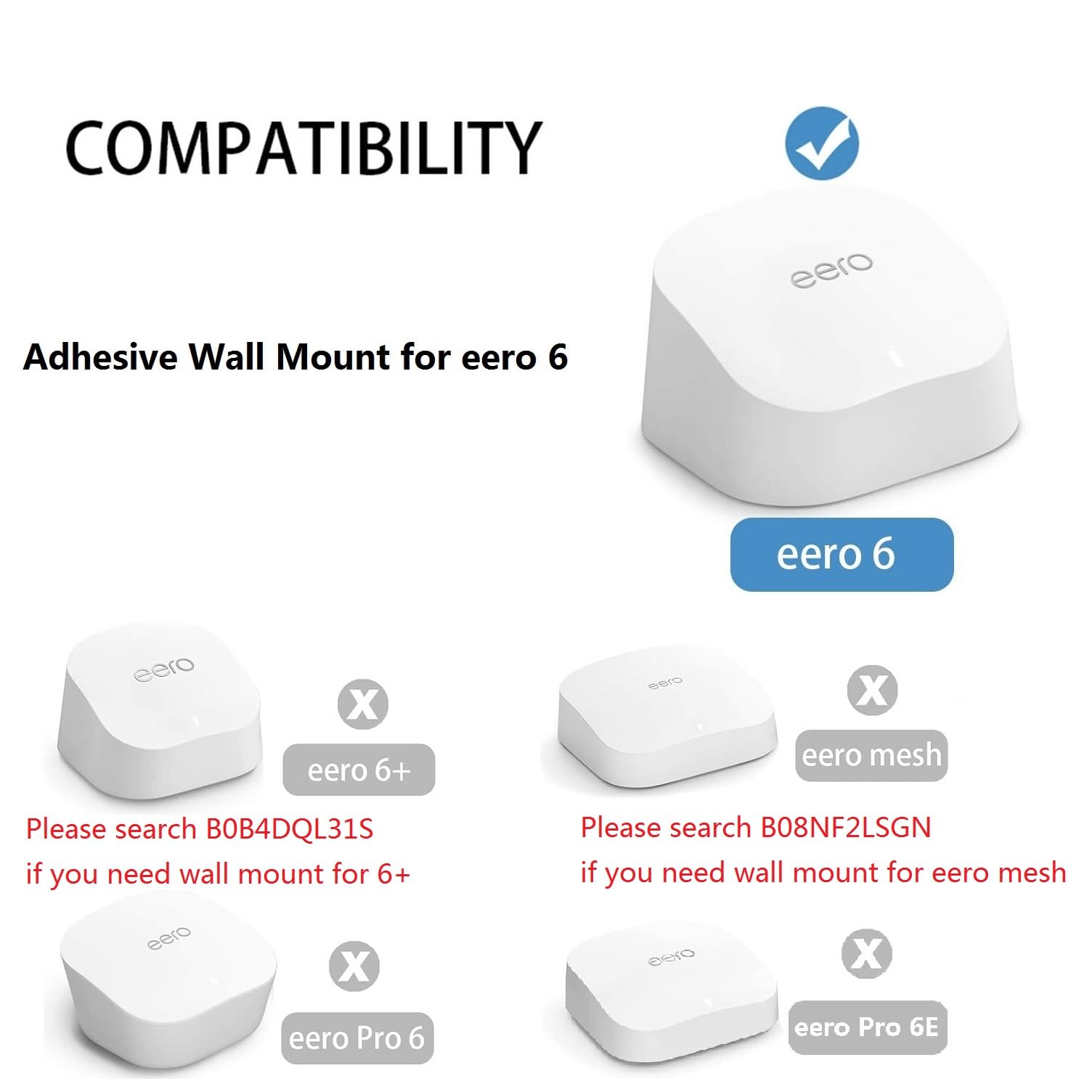 Wall Mount For Eero 6, Screwless Vhb Holder For Mounting Eero 6 Dual Band Mesh Wi Fi 6 Without Drilling (Strongly Adhesive, 2 Pa