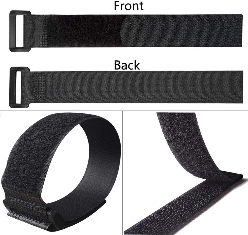 25Pcs Black Reusable Fastening Cable Straps, Hook And Loop Cable Tie Down Straps 1'' X 12''