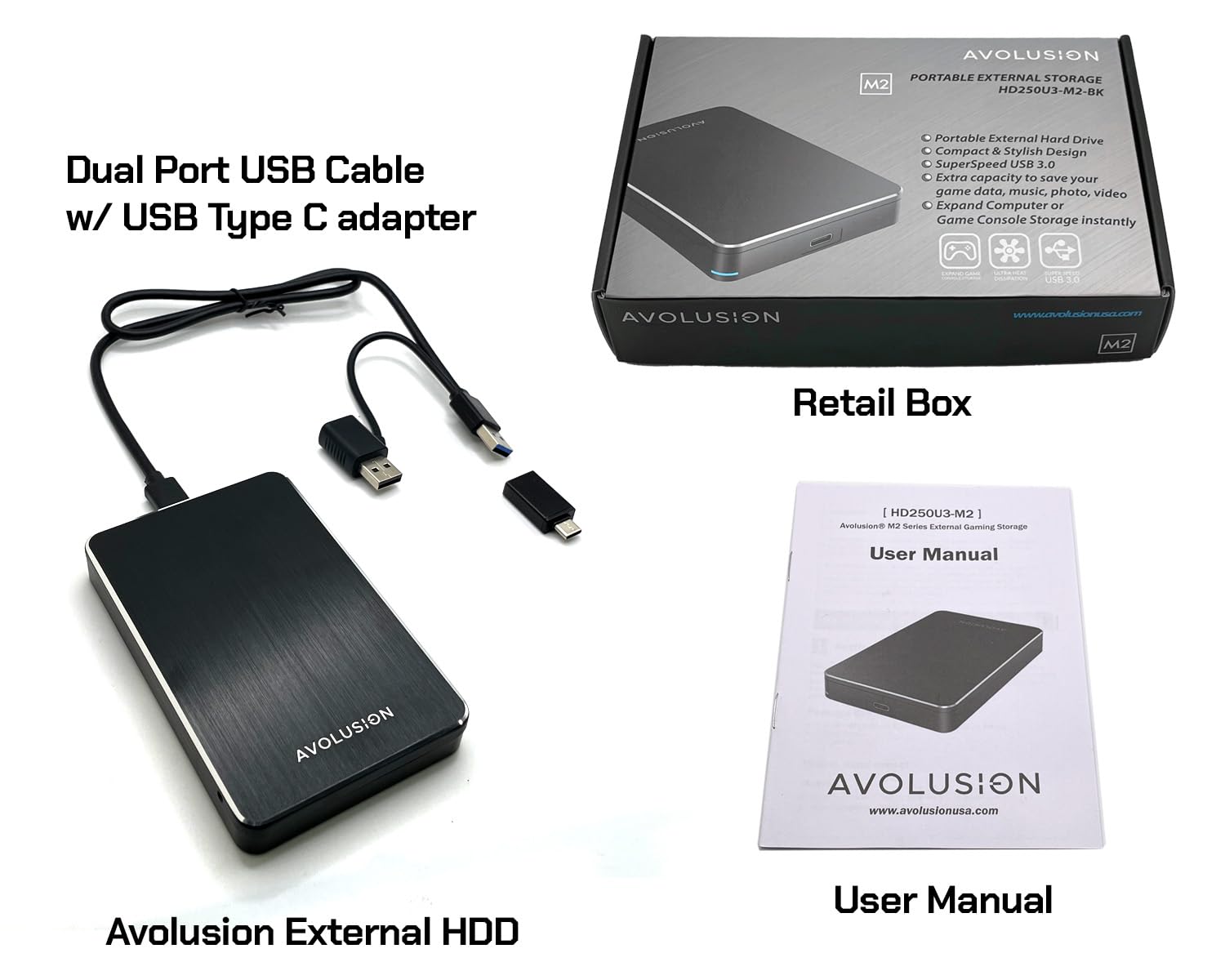 Avolusion M2 Series 2Tb Usb 3.0 Portable External Gaming Hard Drive (Compatible With Xbox One, Pre Formatted)   2 Year Warranty