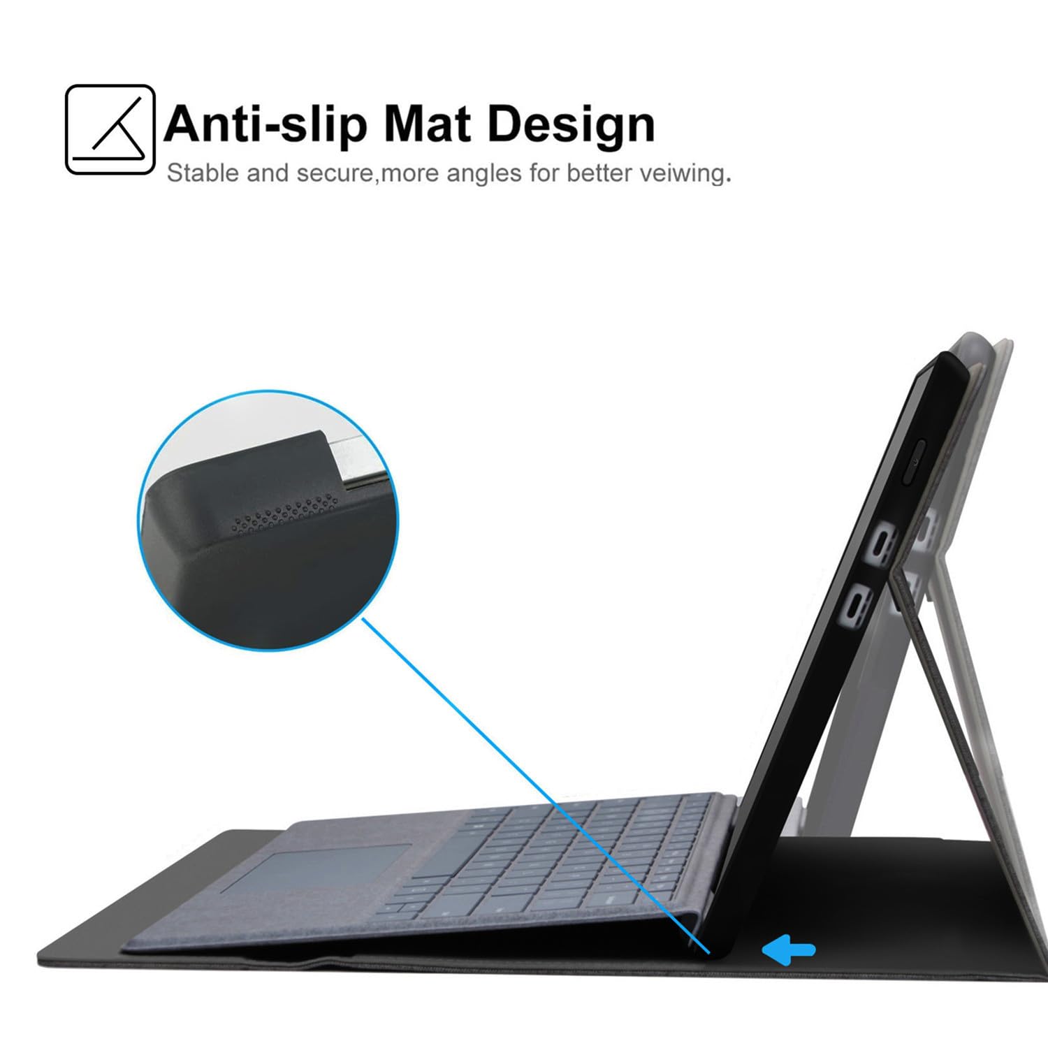 Megoo Surface Pro X Case Cover For Microsoft Surface Pro X 13'' With Stylus Pen Holder Multiple Angle Adjustment Folio Stand Pro