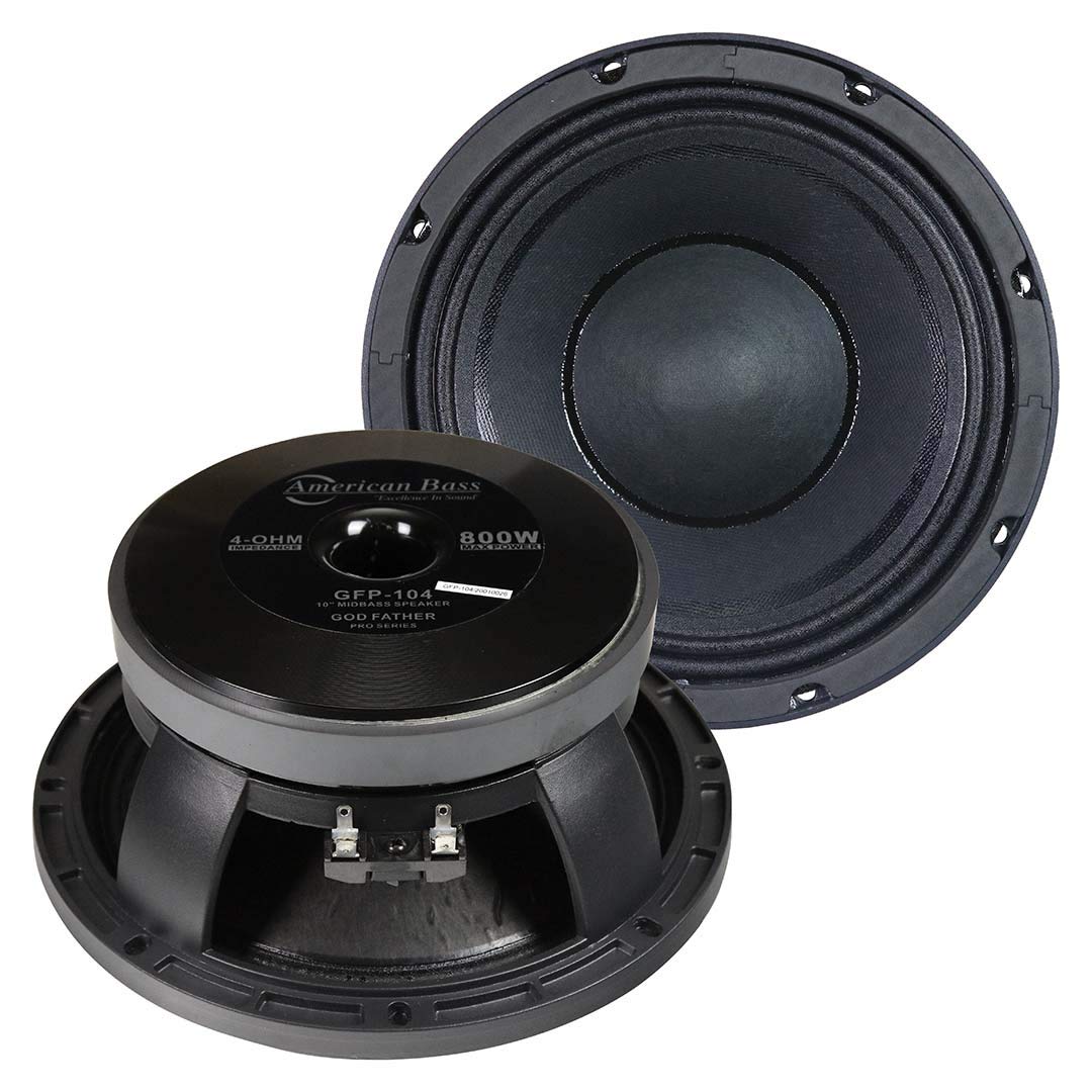 Avd. American Bass Godfather 10 Midrange Car Speaker, 800 Watt Maximum Power, Mid Bass Car Audio Stereo Woofer Loudspeaker, 10 I