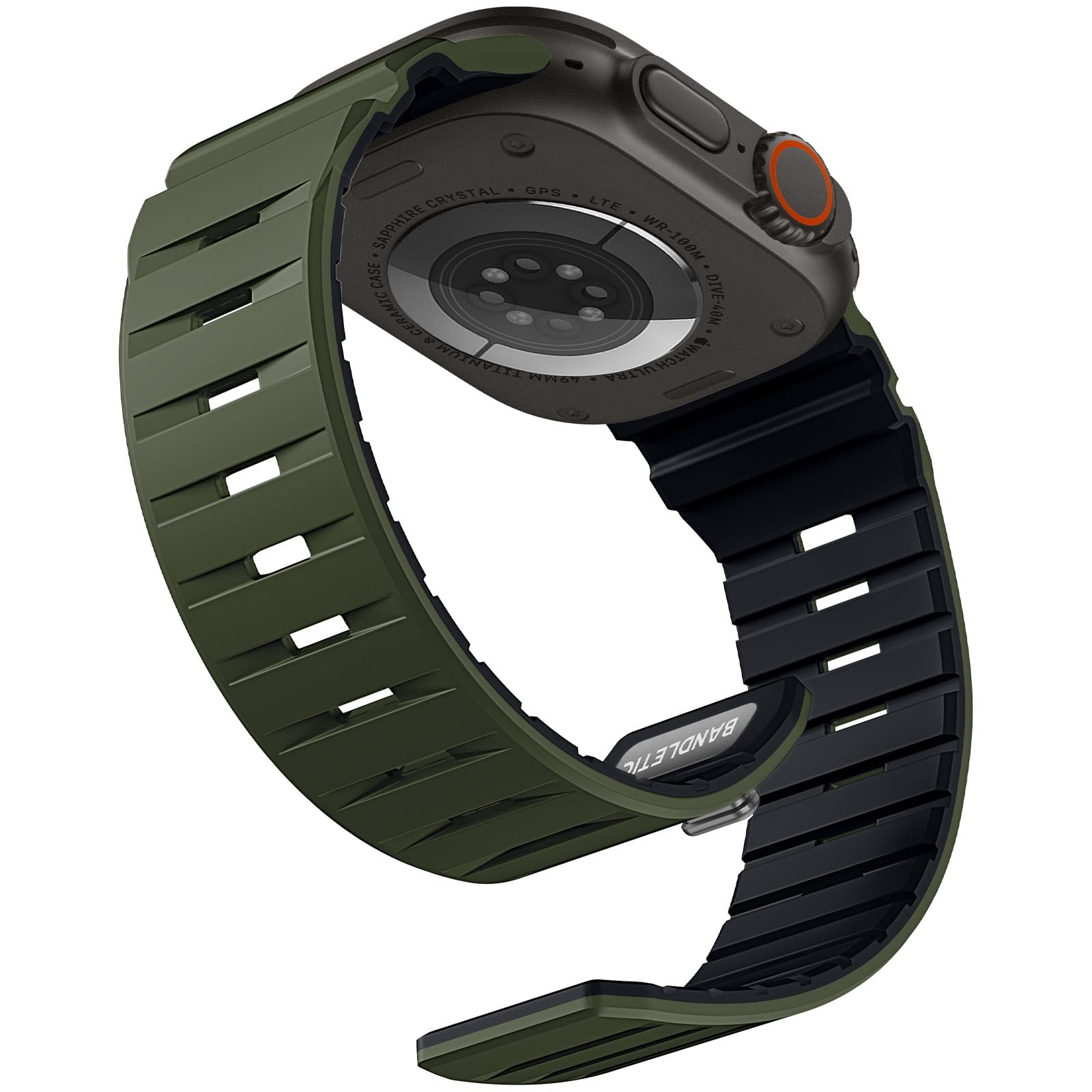 Bandletic Magnetic Watchband Compatible with Apple Watch Ultra 3 Band, Wide Rugged Sport Straps for iWatch Bands 49mm(Ultra2/Ult