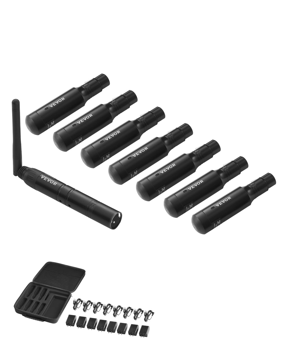 VEVOR DMX Wireless Receiver, Rechargeable Battery 7 Receivers & 1 Transmitter, 2.4G ISM Band 656 ft Transmission Range Wireless 