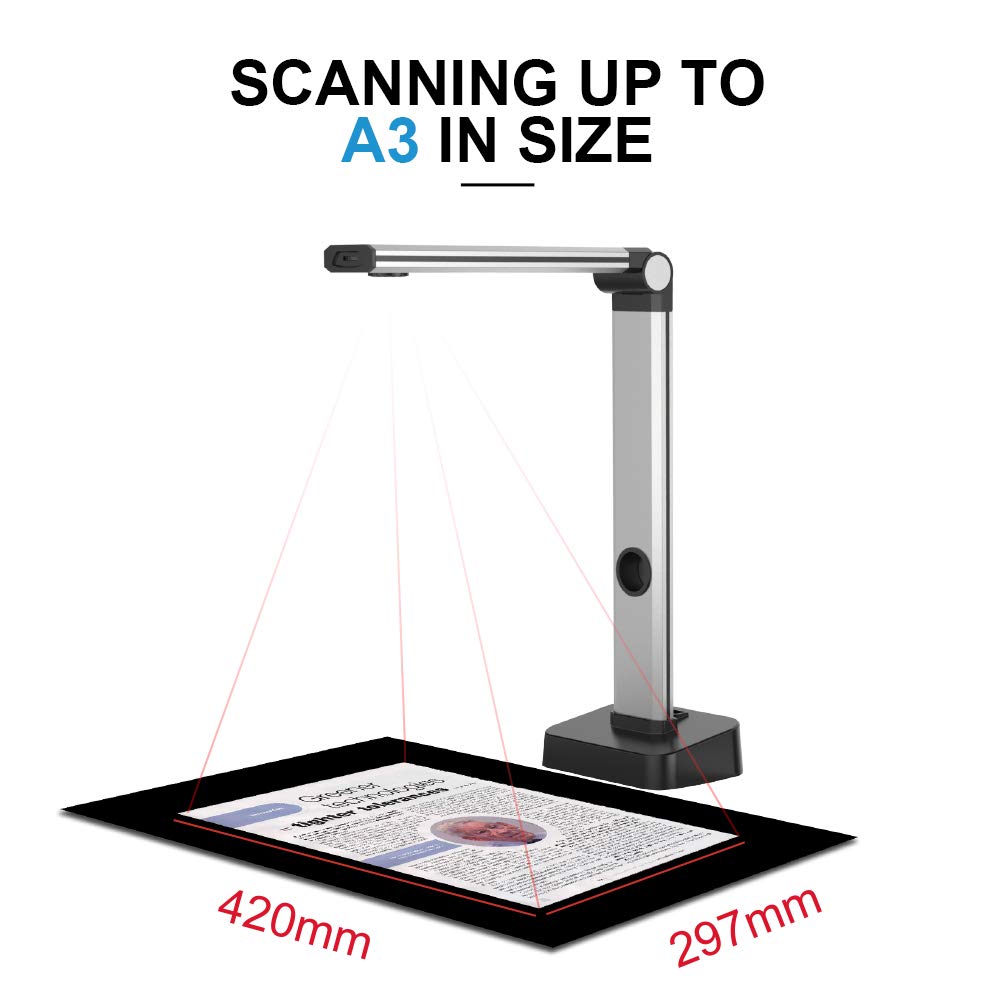 Joyusing 14Mp Hd Document Scanner, Capture Size A3, Smart Multi Language Ocr, Convert To Pdf/Word/Txt/Excel On Windows And Pdf O