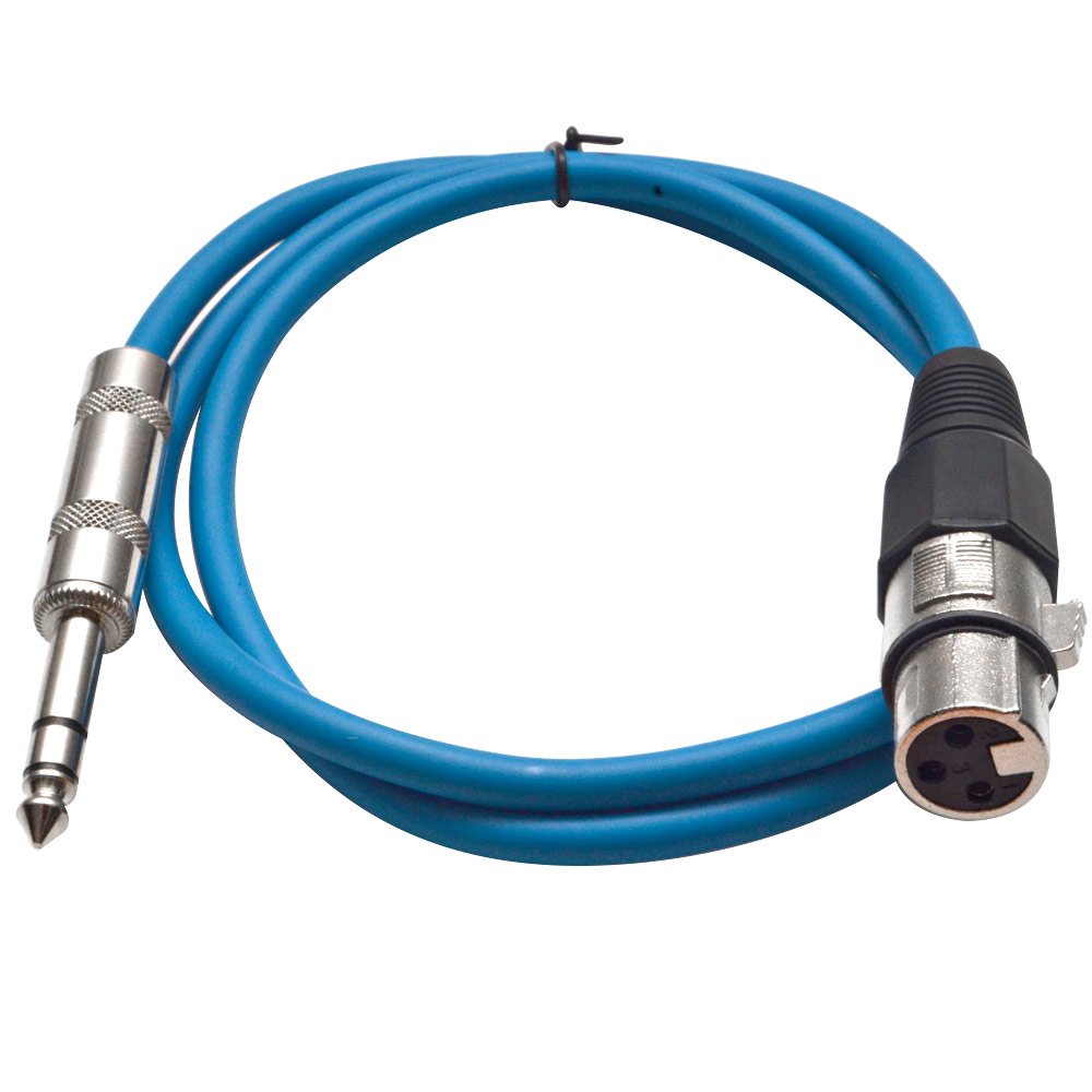 Seismic Audio - Satrxl-F3-6 Pack Of Blue 3 Xlr Female To 1/4 Trs Patch Cables