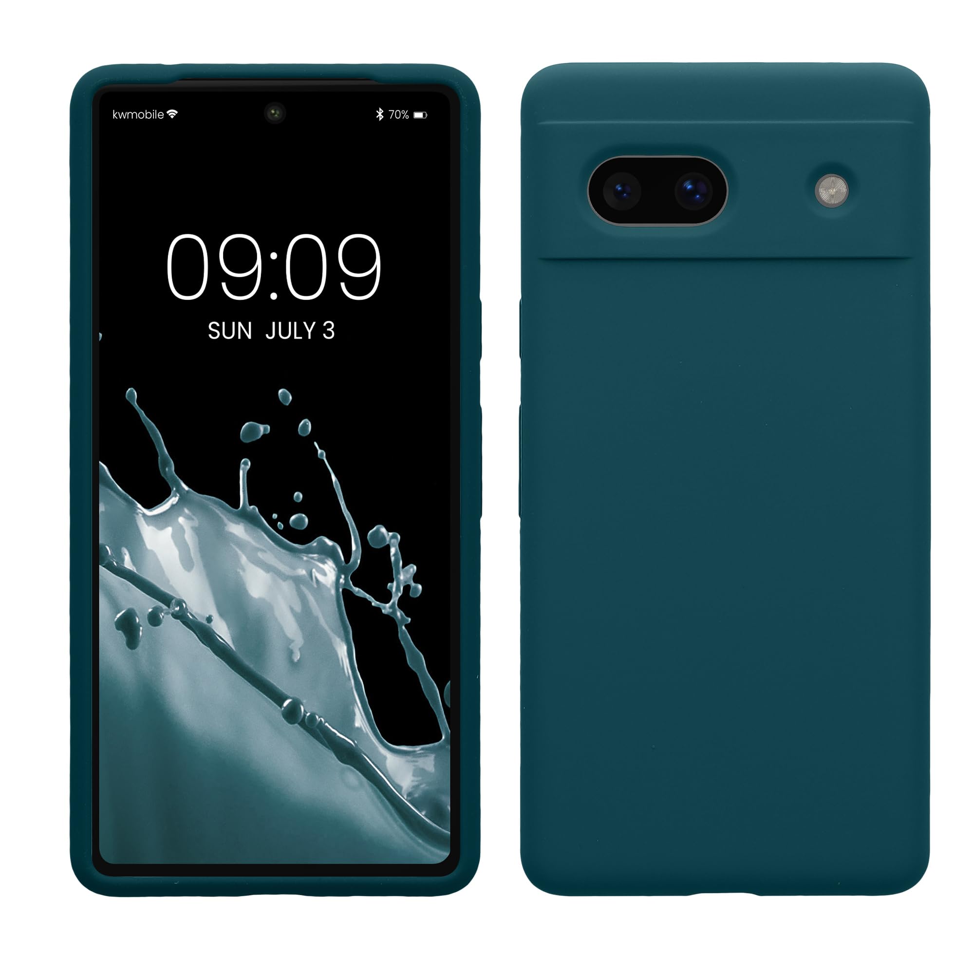 kwmobile Case Compatible with Google Pixel 7a Case - TPU Silicone Phone Cover with Soft Finish - Teal Matte