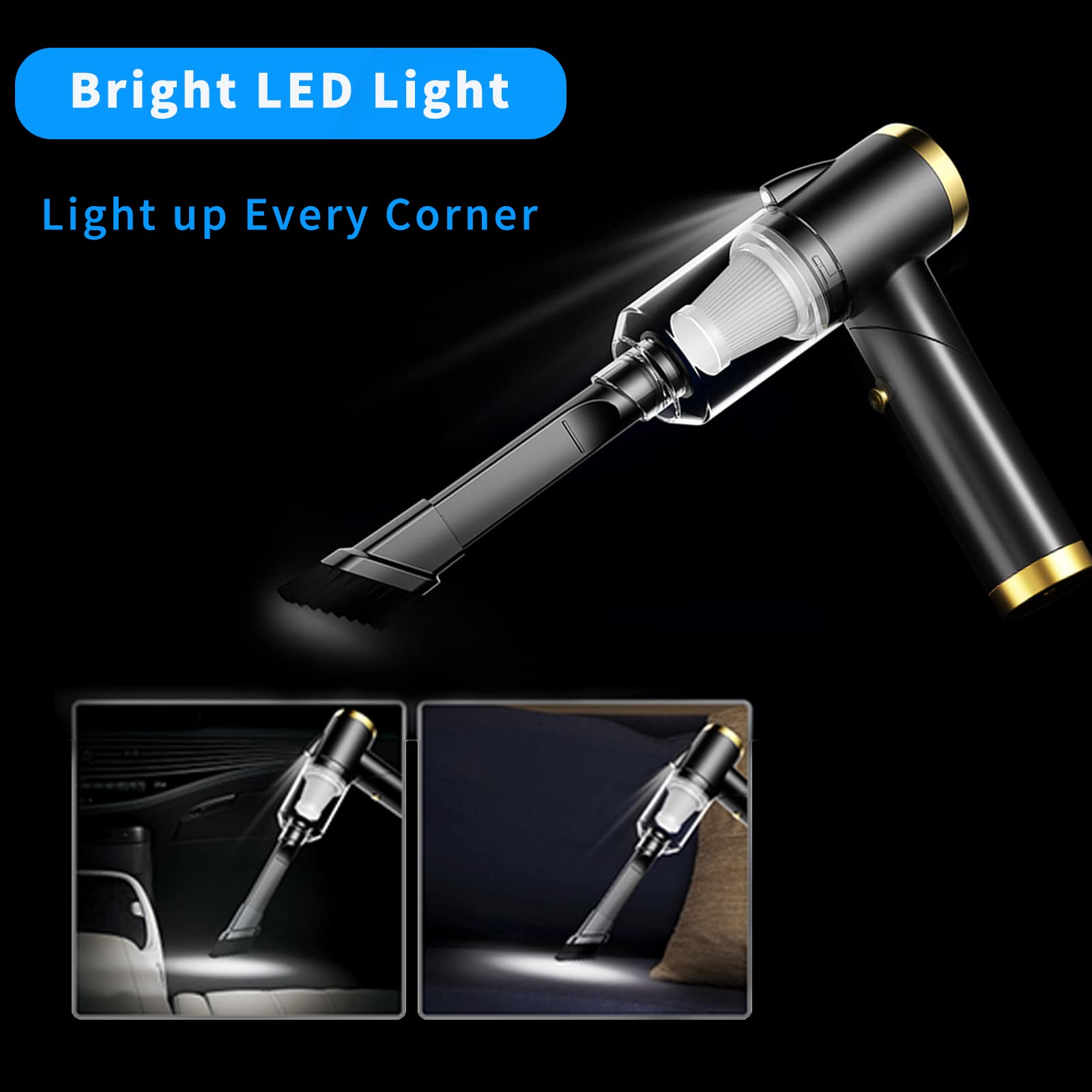 Censinda Handheld Vacuum Cordless, 9000Pa Strong Suction, 90Foldable Mini Portable Vacuum Cleaner, Rechargeable And Lightweight